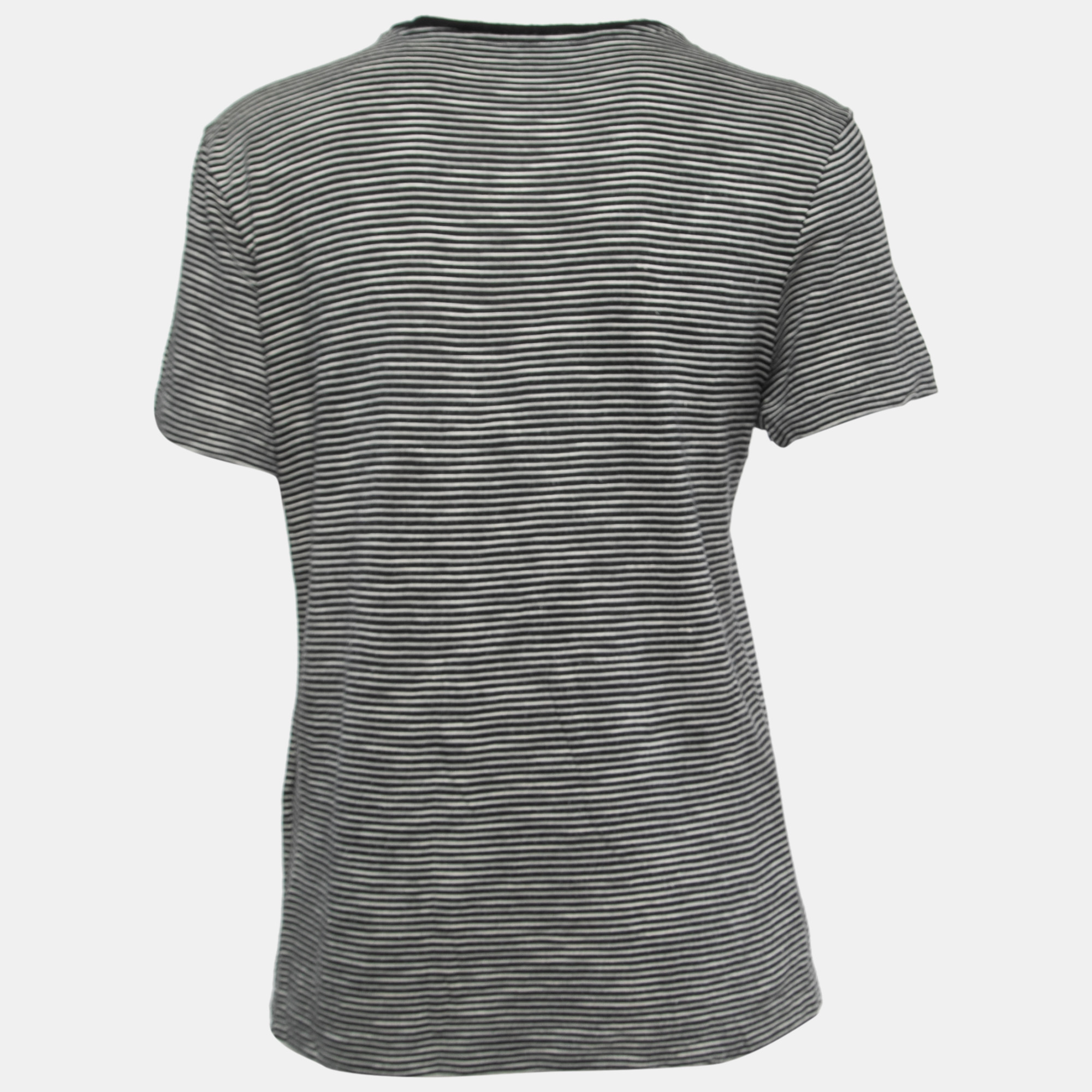 

Louis Vuitton Black & White Striped Silk Knit T-Shirt