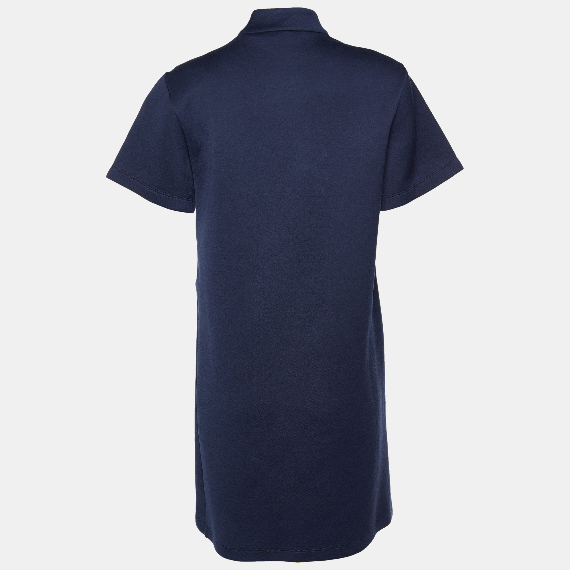 

Louis Vuitton Navy Blue Logo Printed Jersey Knit Mini Dress