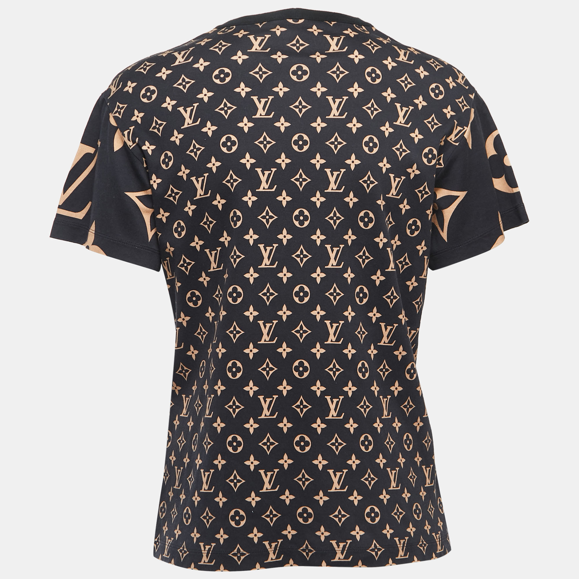 

Louis Vuitton Black Monogram Print Cotton Crew Neck Short Sleeve T-Shirt