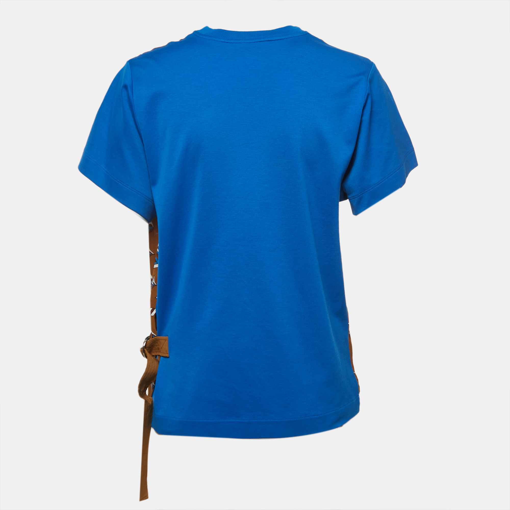 

Louis Vuitton Brown/Blue Monogram Silk & Cotton Half Sleeve T-Shirt