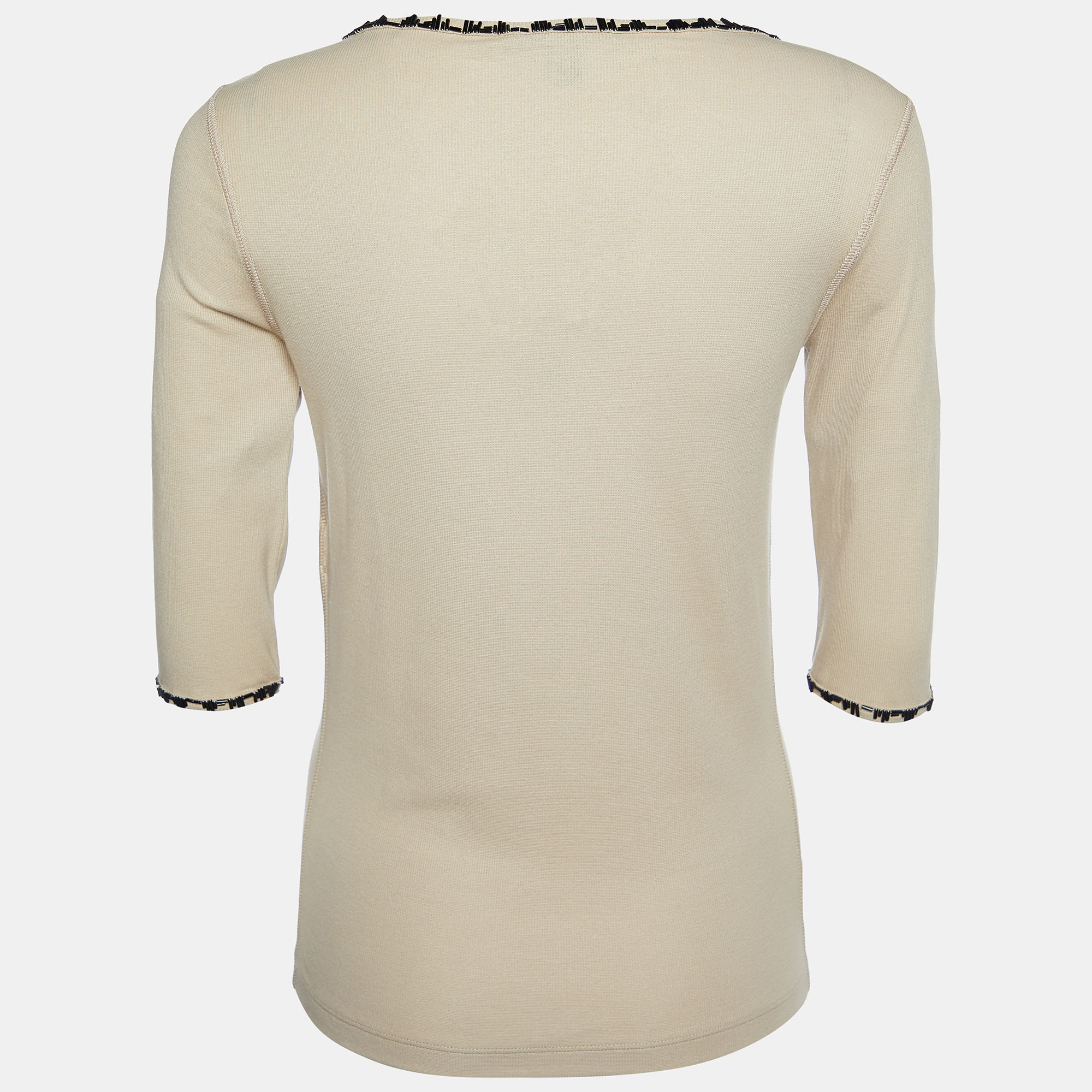 

Louis Vuitton Beige Logo Embellished Cotton Knit T-Shirt
