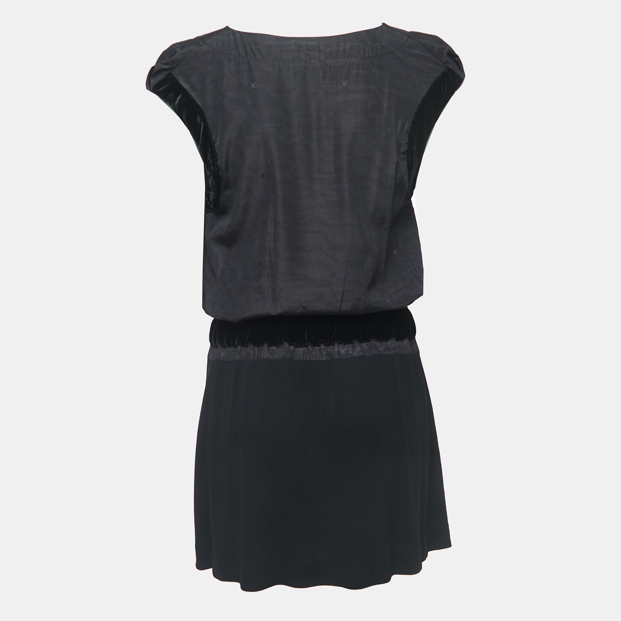 

Louis Vuitton Black Embroidered Crepe Belted Mini Dress