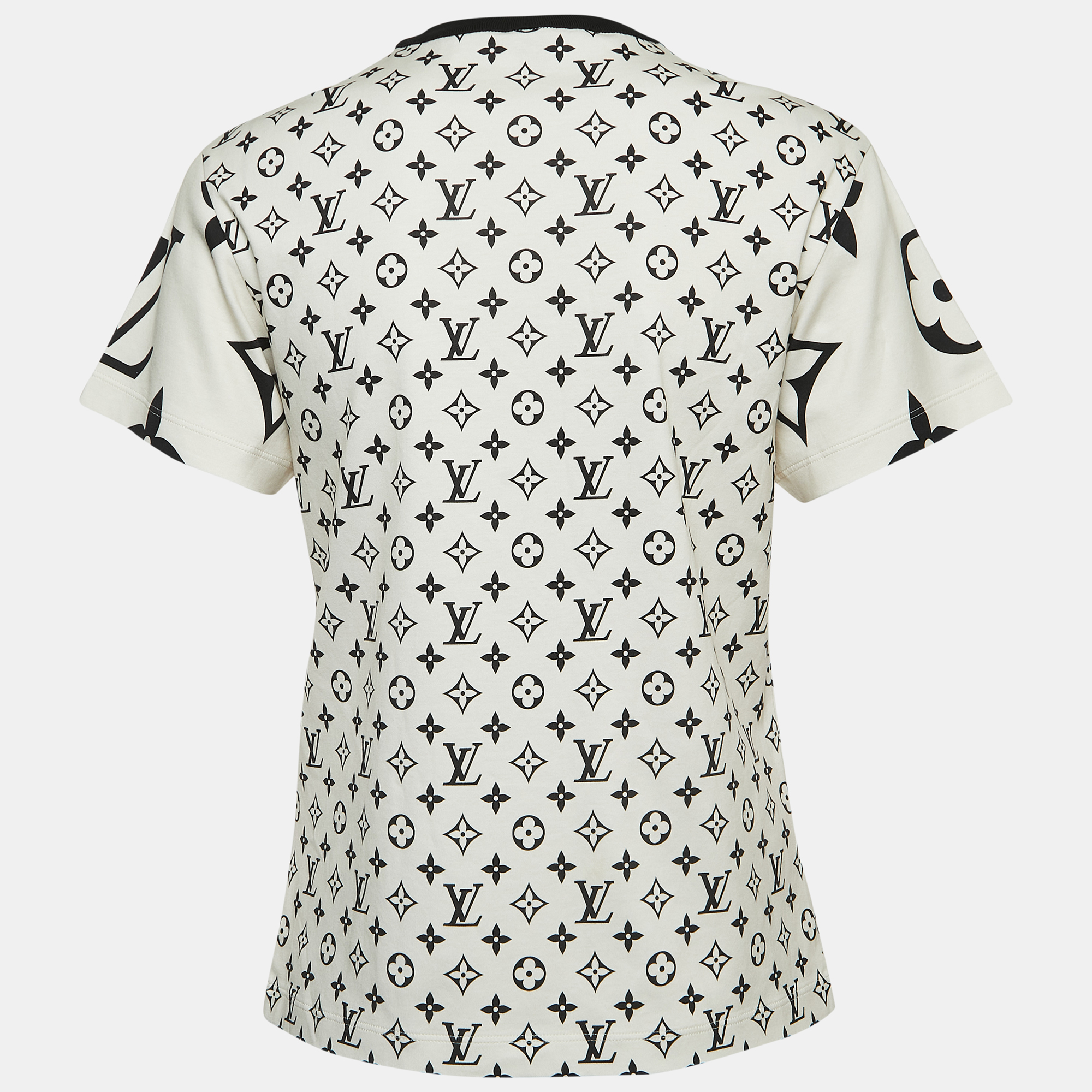 

Louis Vuitton Cream Mix Monogram Cotton Chain Crew Neck T-Shirt