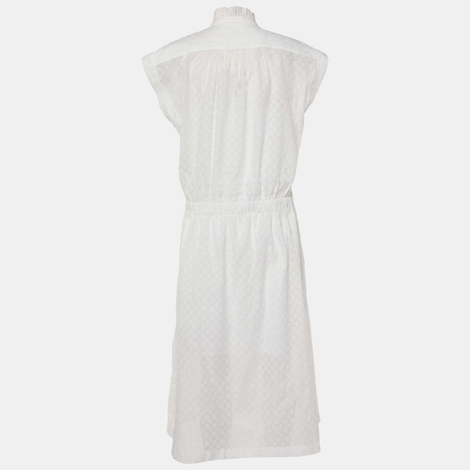 

Louis Vuitton White Monogram Fil Coupé Lavaliere Collar Dress