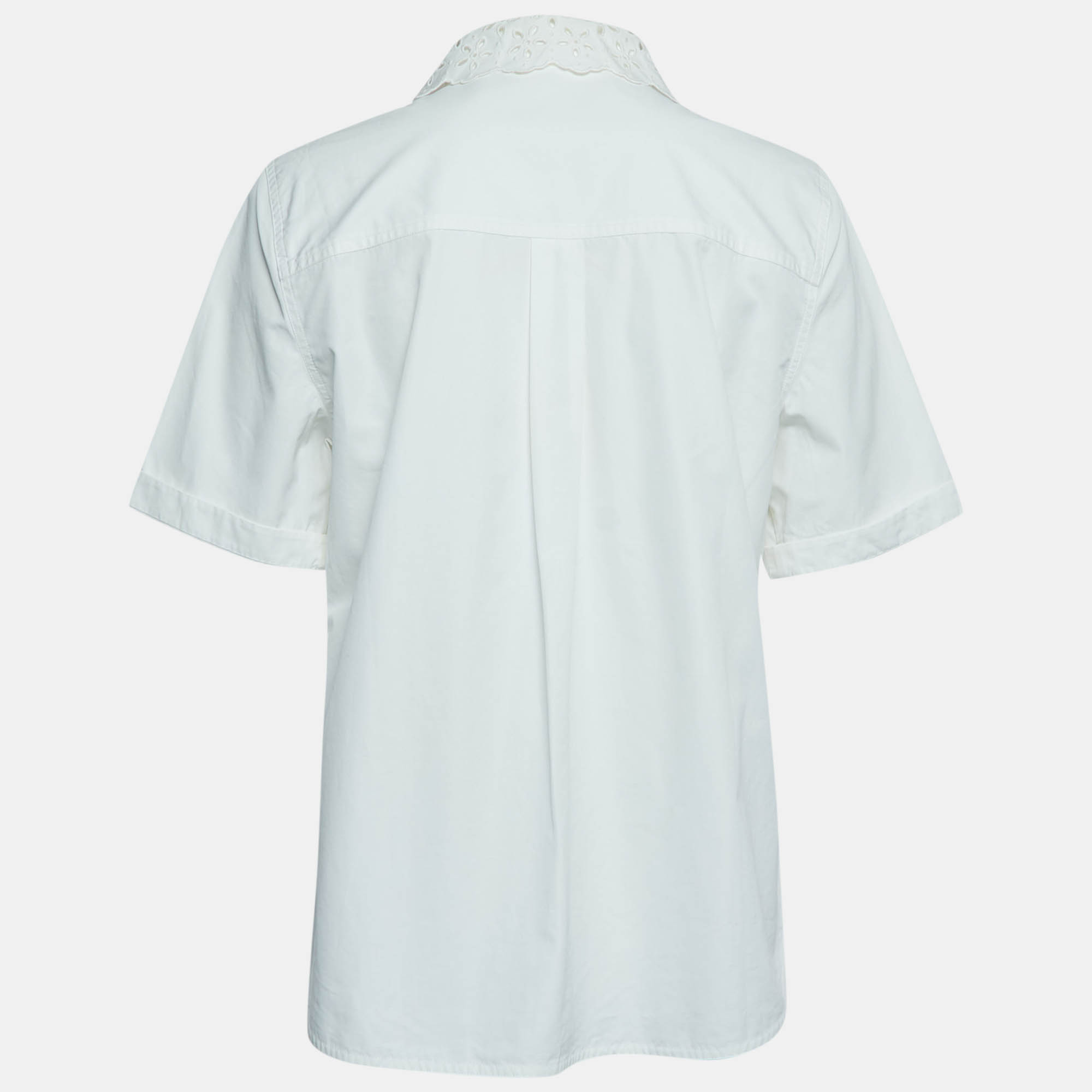 

Louis Vuitton Off White Cotton Lace Trimmed Button Front Shirt