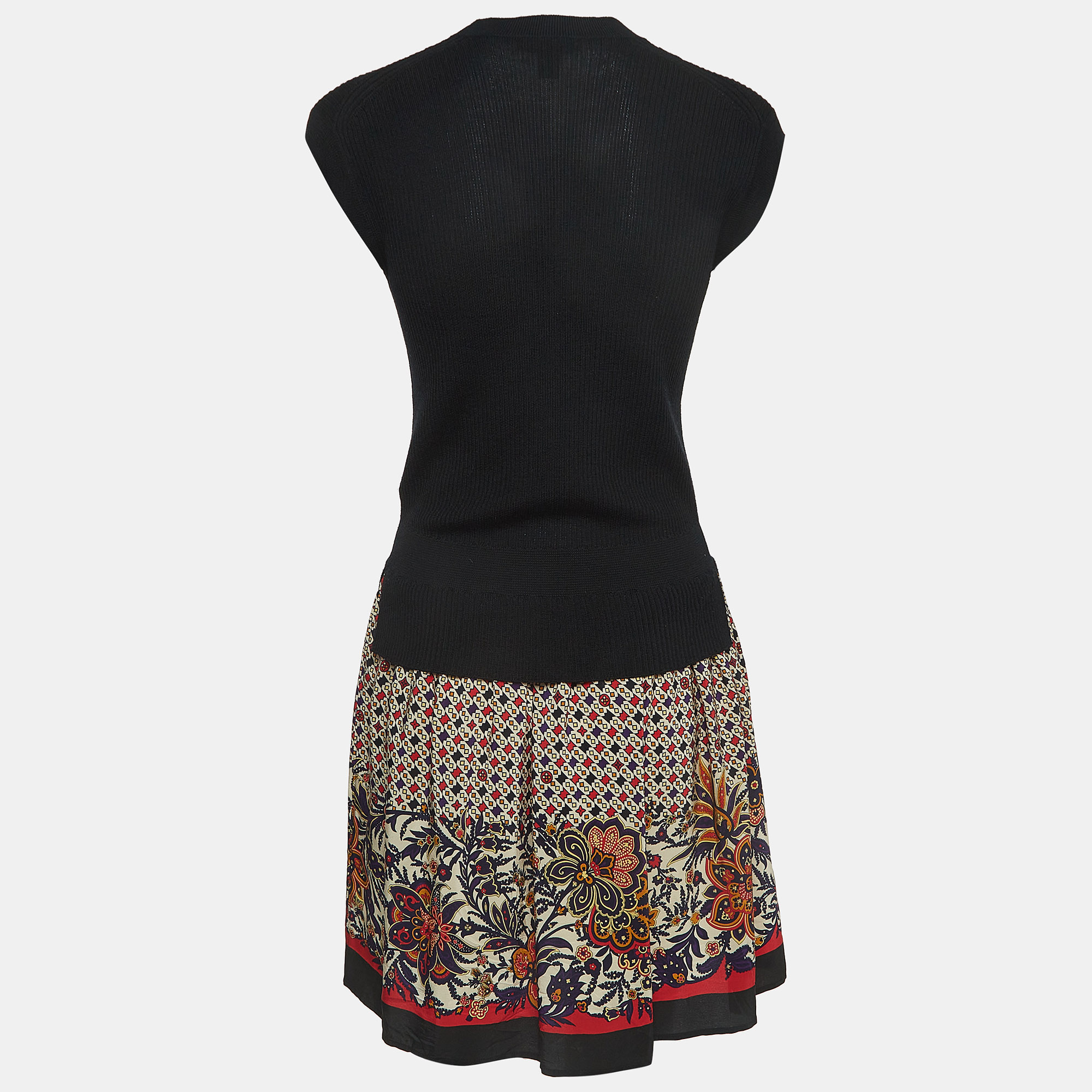 

Louis Vuitton Black Wool & Print Silk Sleeveless Mini Dress