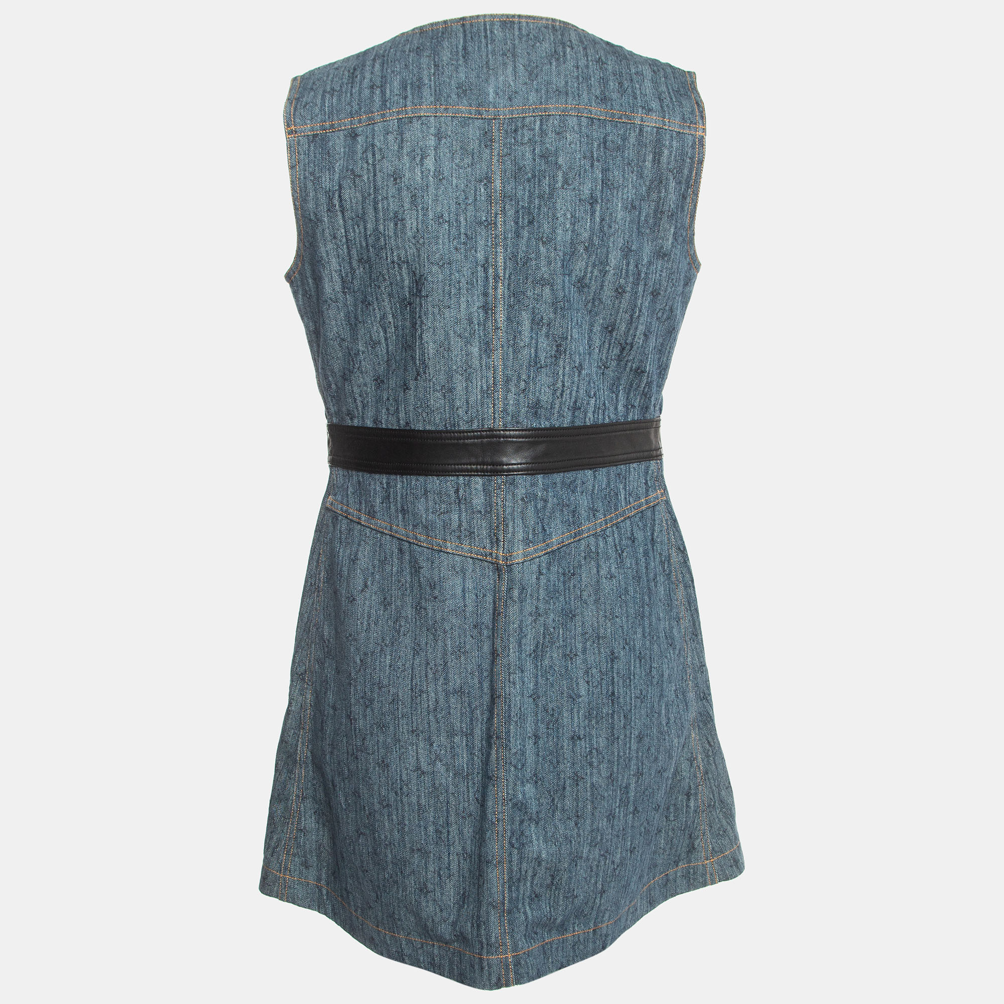 

Louis Vuitton Blue Monogram Denim Zip Front Sleeveless Mini Dress, Brown