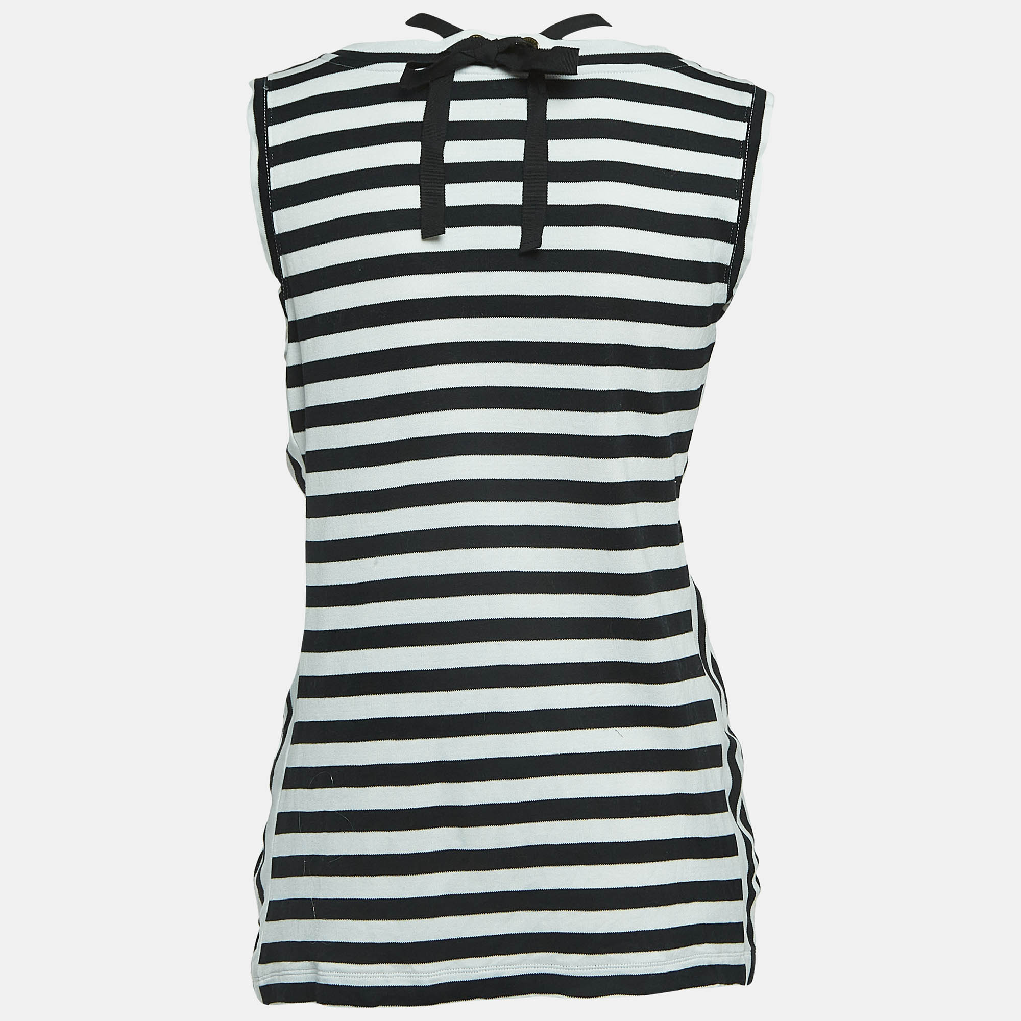 

Louis Vuitton Black/White Stripe Cotton Detachable Chain Detail Top