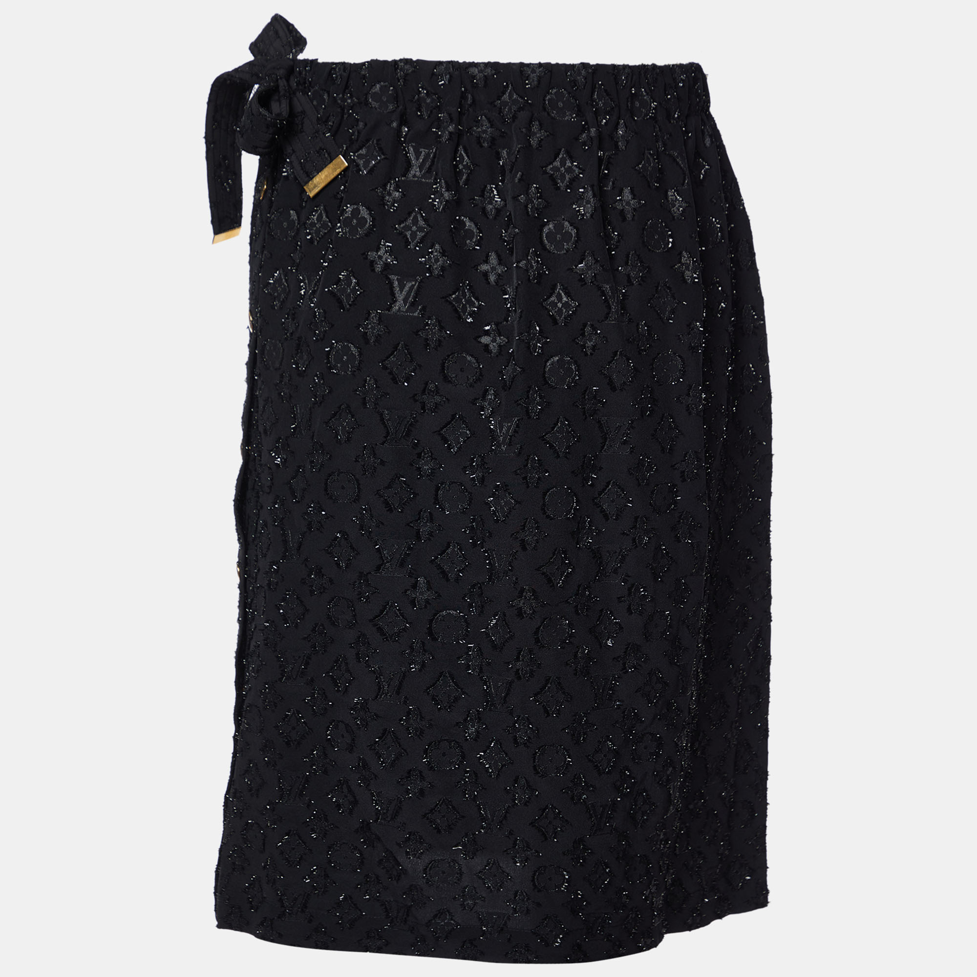 

Louis Vuitton Black Monogram Fil Coupé Wrap Skirt