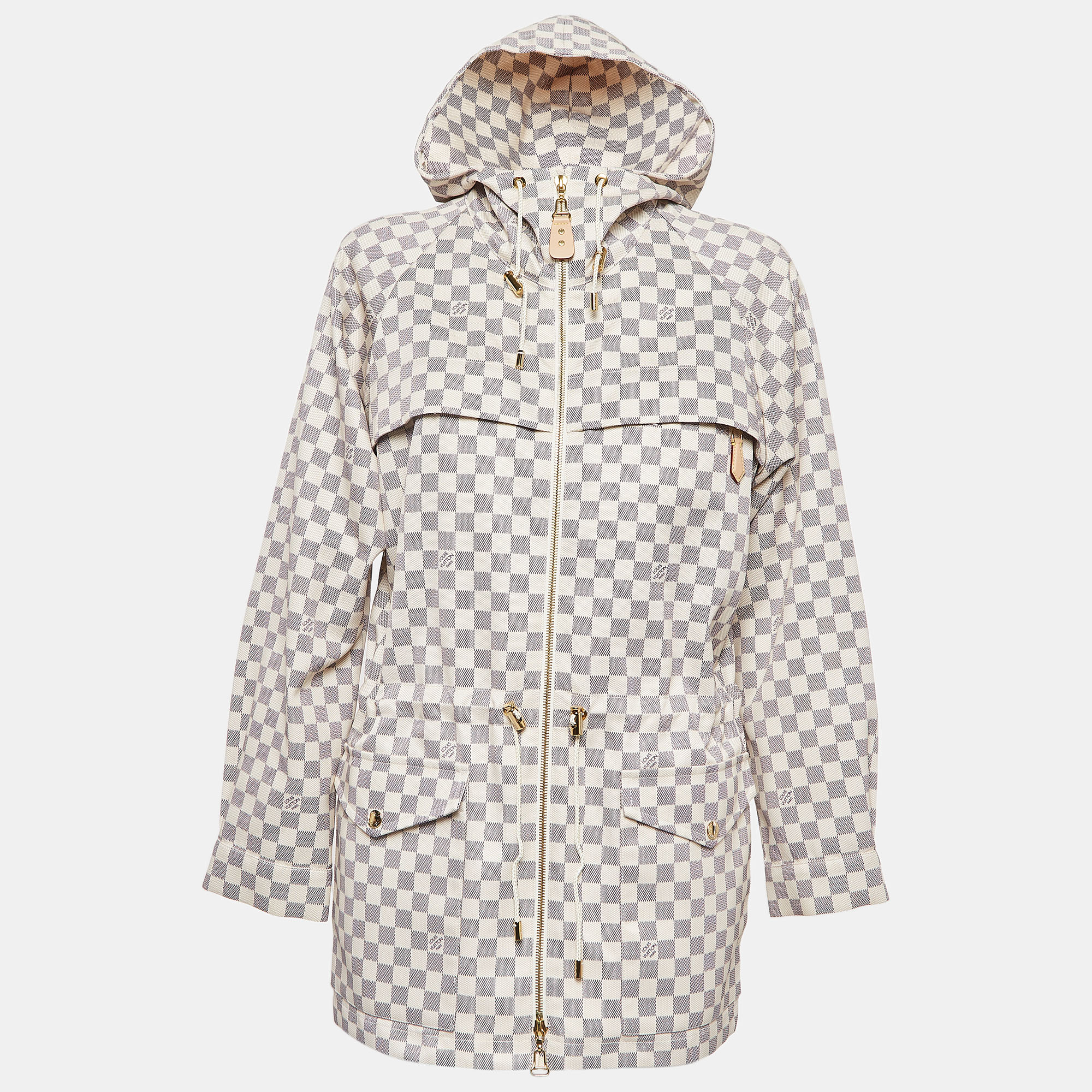 

Louis Vuitton Cream Damier Azur Nylon Hooded Parka Jacket
