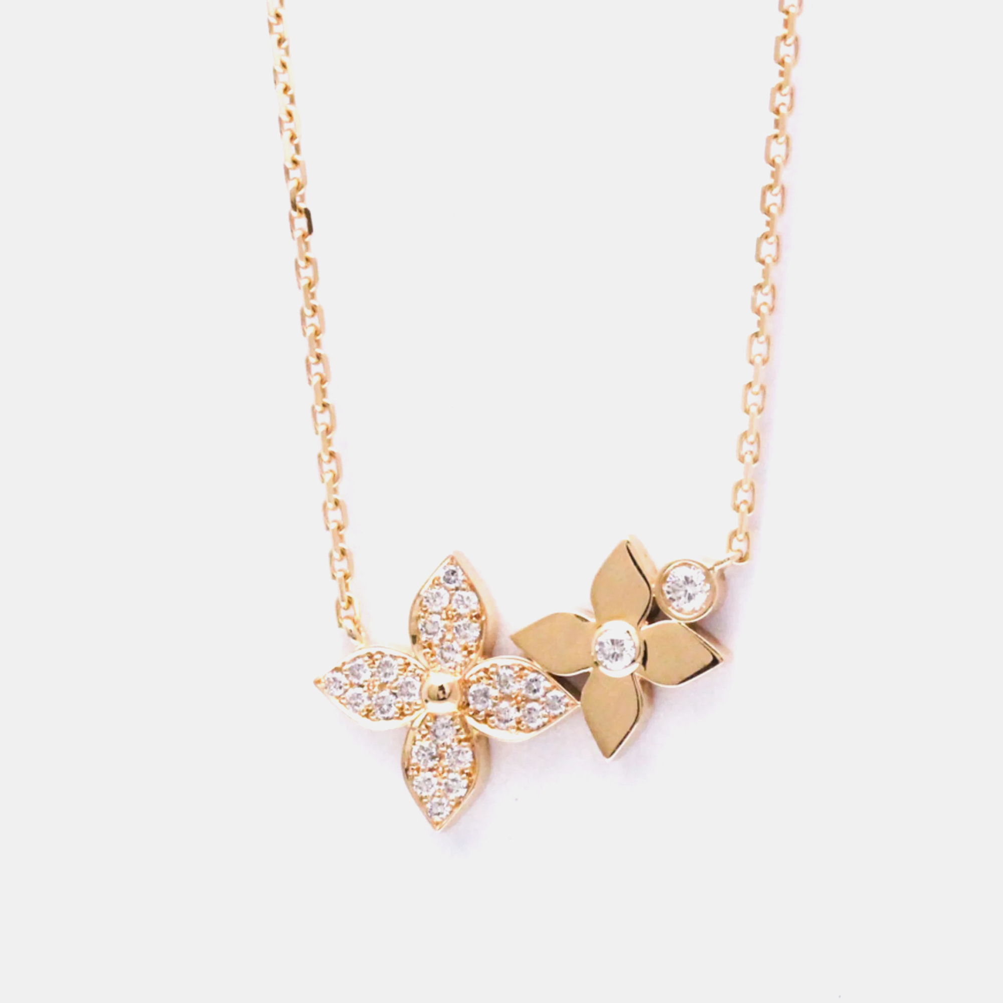

Louis Vuitton Star Blossom Double Diamond Pink Gold 18K Diamond Fashion Pendant Necklace Pink Gold