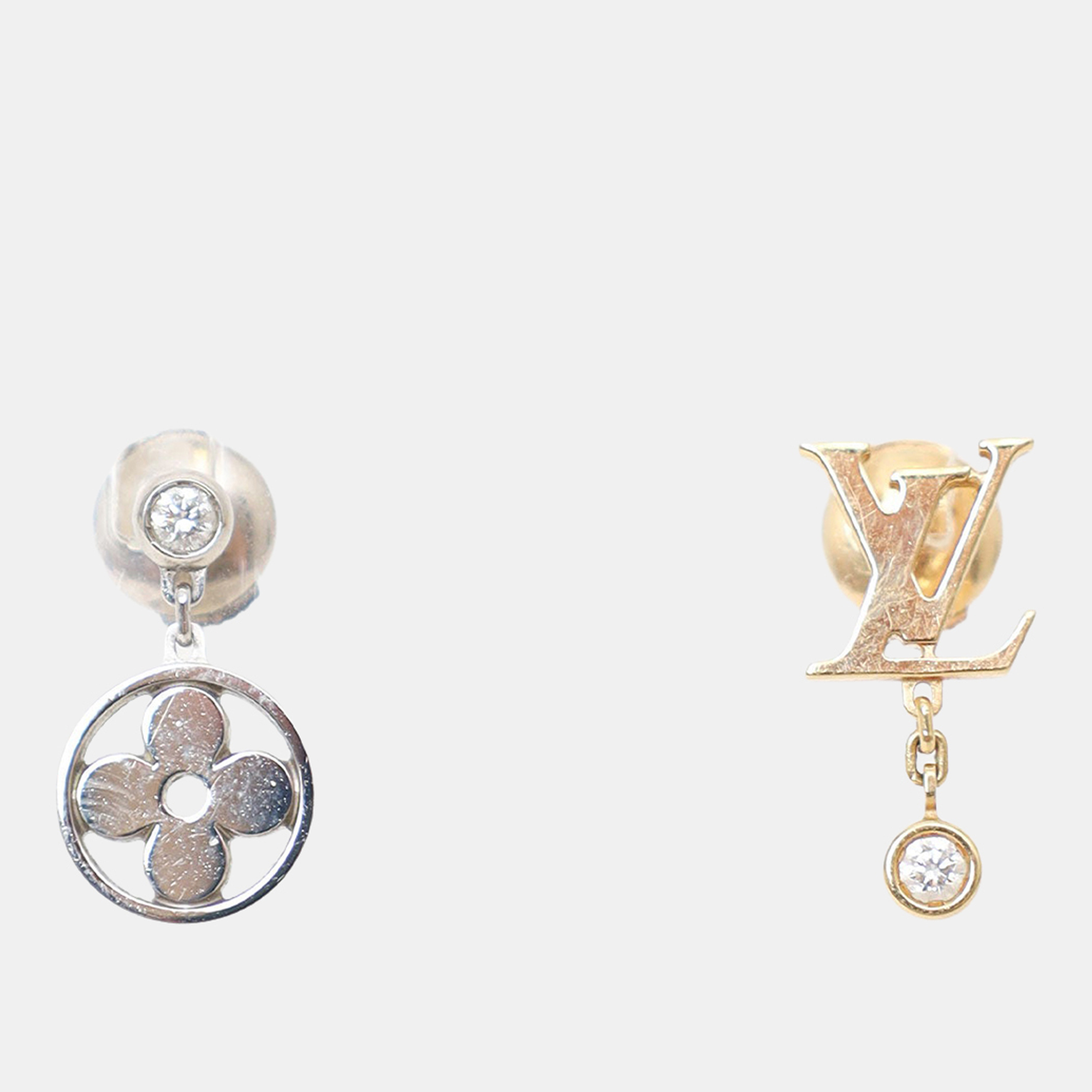 

Louis Vuitton 18K White/Yellow Gold Idylle Blossom LV Logo Diamond Ear Studs