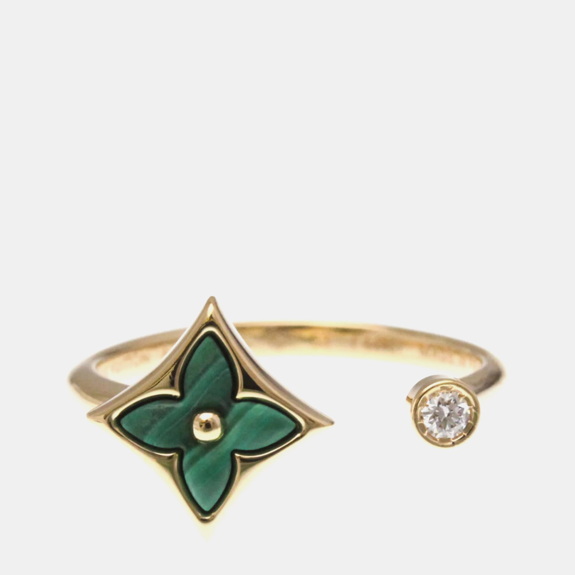 

Louis Vuitton Color Blossom Star Mini Ring Pink Gold 18K Fashion Diamond Malachite Band Ring Pink Gold