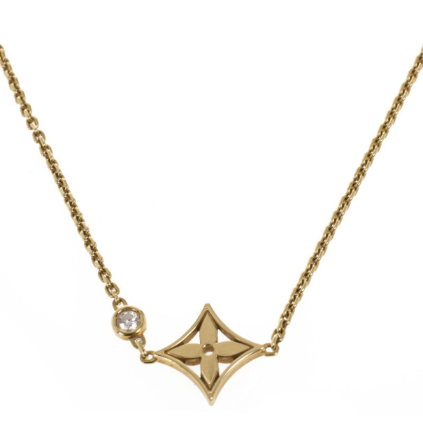 Louis Vuitton Monogram Idylle Pendant Necklace 18K Yellow Gold and Diamond