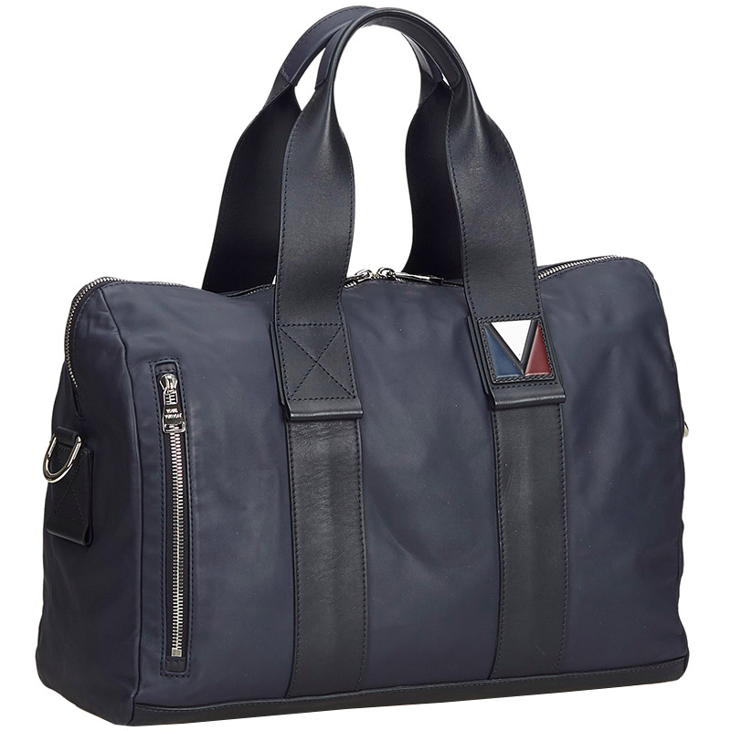 

Louis Vuitton Navy Blue Leather V-Line Start PM Bag