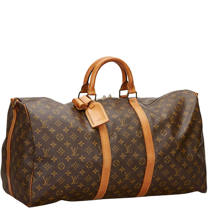 

Louis Vuitton Monogram Canvas Keepall Bandouliere 55, Brown