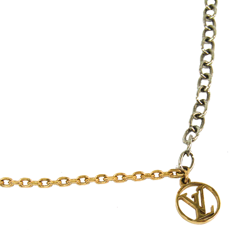Louis Vuitton Logomania Gold Tone Metal Pendant Necklace