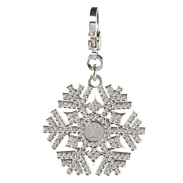 Louis Vuitton 18 K White Gold Diamond Charms de Monogram Snowflake Pendant
