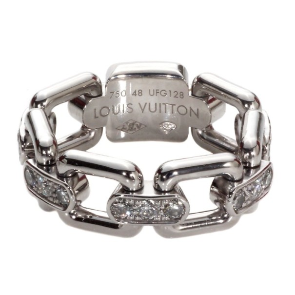 مملوكة مسبقًا Louis Vuitton Diamond 18 K White Gold Ring Size 48