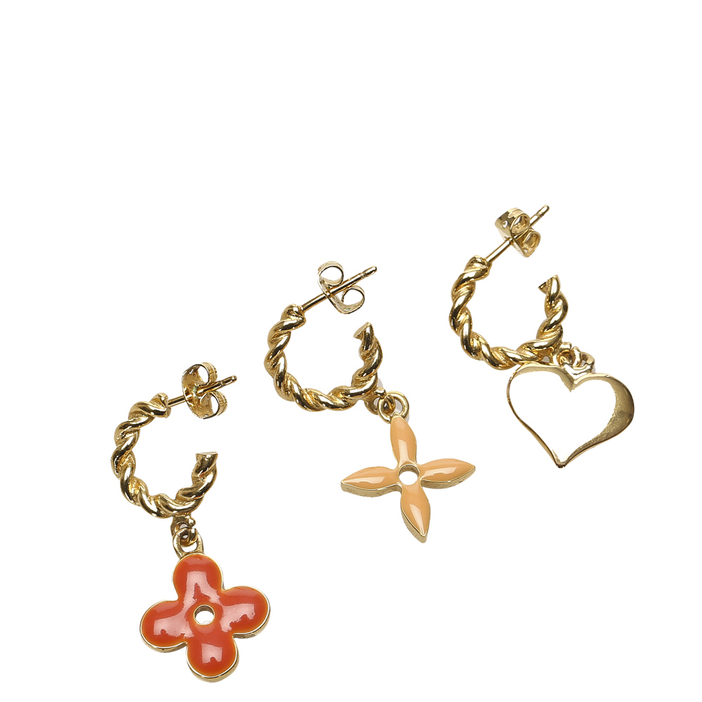 

Louis Vuitton Gold Tone Monogram Sweet Set of Three Earrings