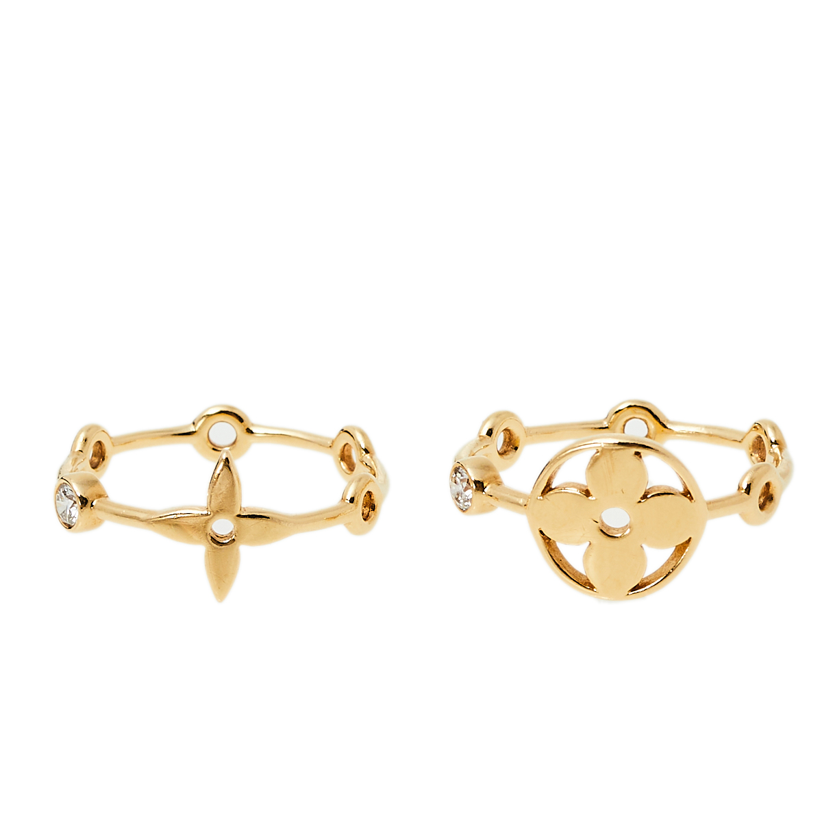 

Louis Vuitton Monogram Idylle Blossom 18k Yellow Gold Set of Two Rings Size