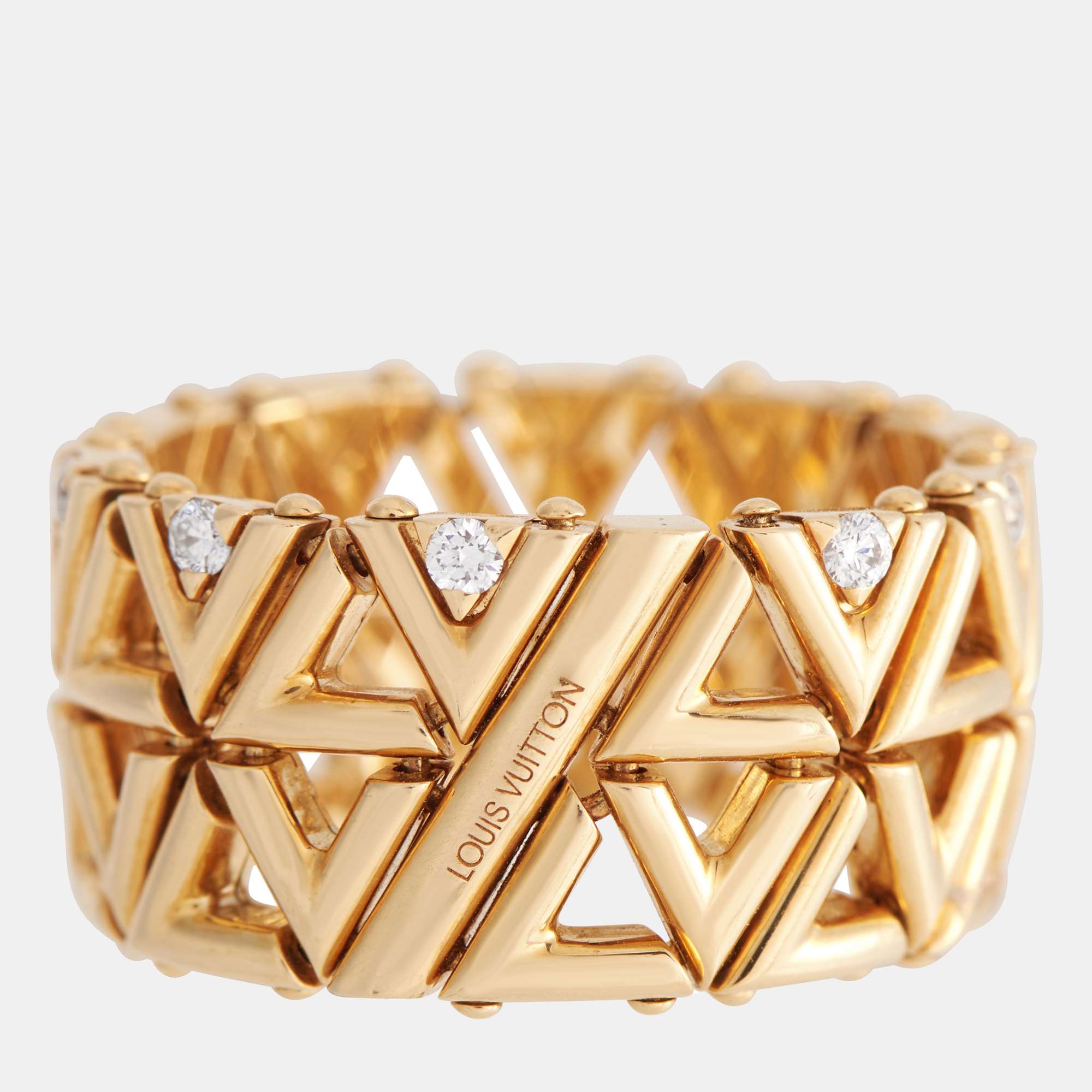 

Louis Vuitton Volt 18K Yellow Gold 0.20 ct Diamond Mesh Band Ring