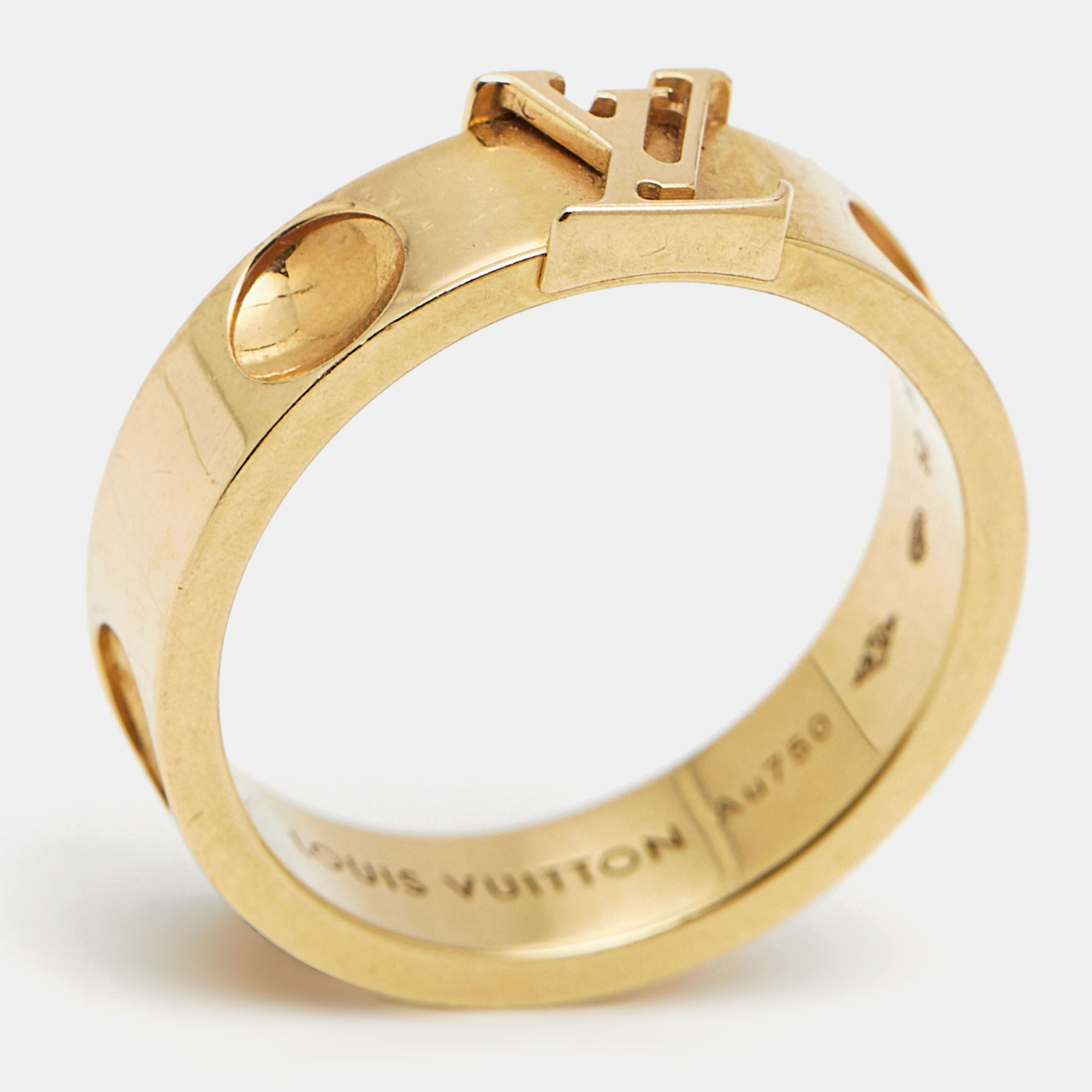 Pre-owned Louis Vuitton Empreinte 18k Yellow Gold Ring Size 52