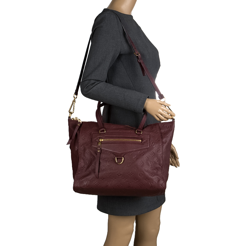 

Louis Vuitton Flamme Monogram Empreinte Leather Lumineuse PM Bag, Burgundy