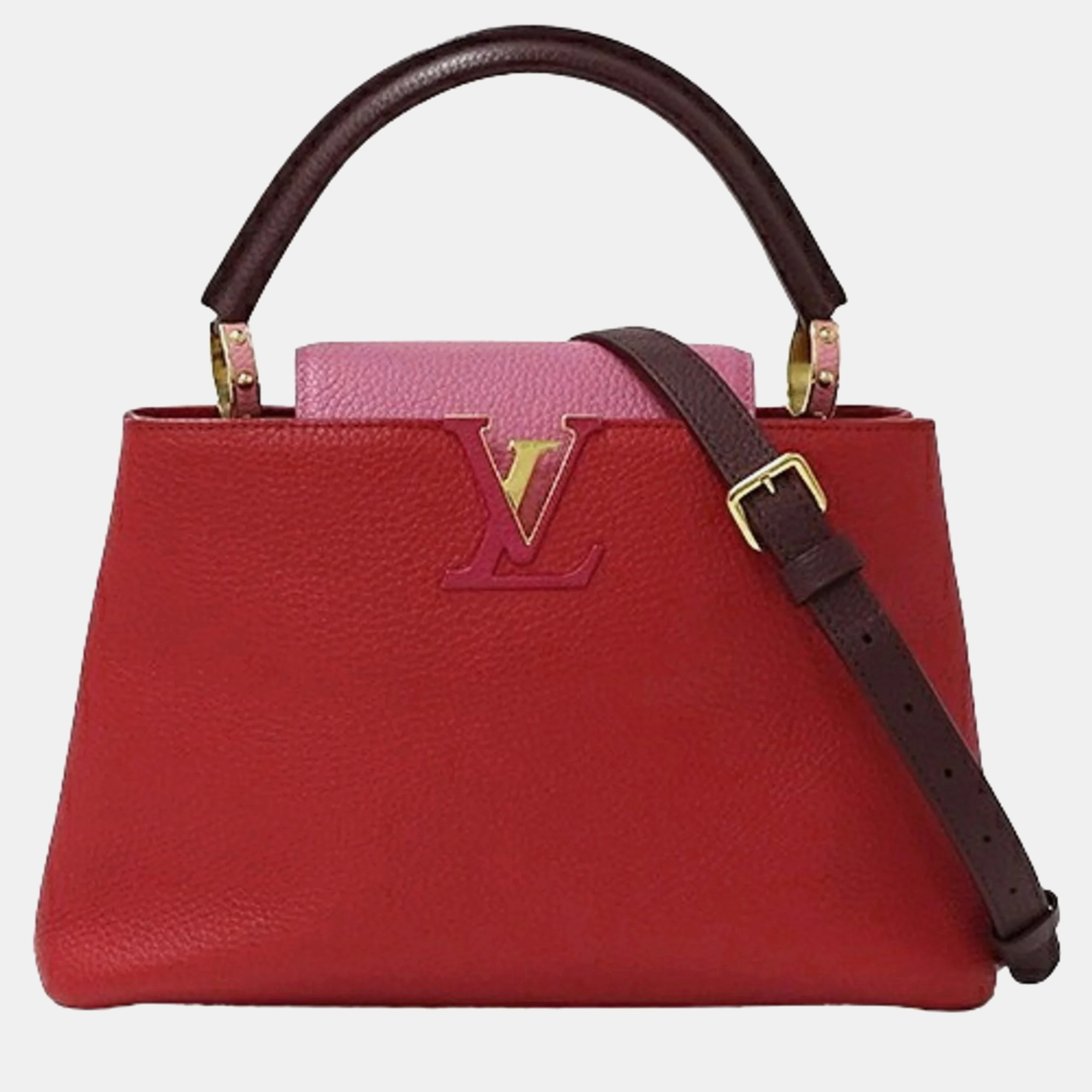 

Louis Vuitton Tricolour Leather MM Capucines Top Handle Bags, Red