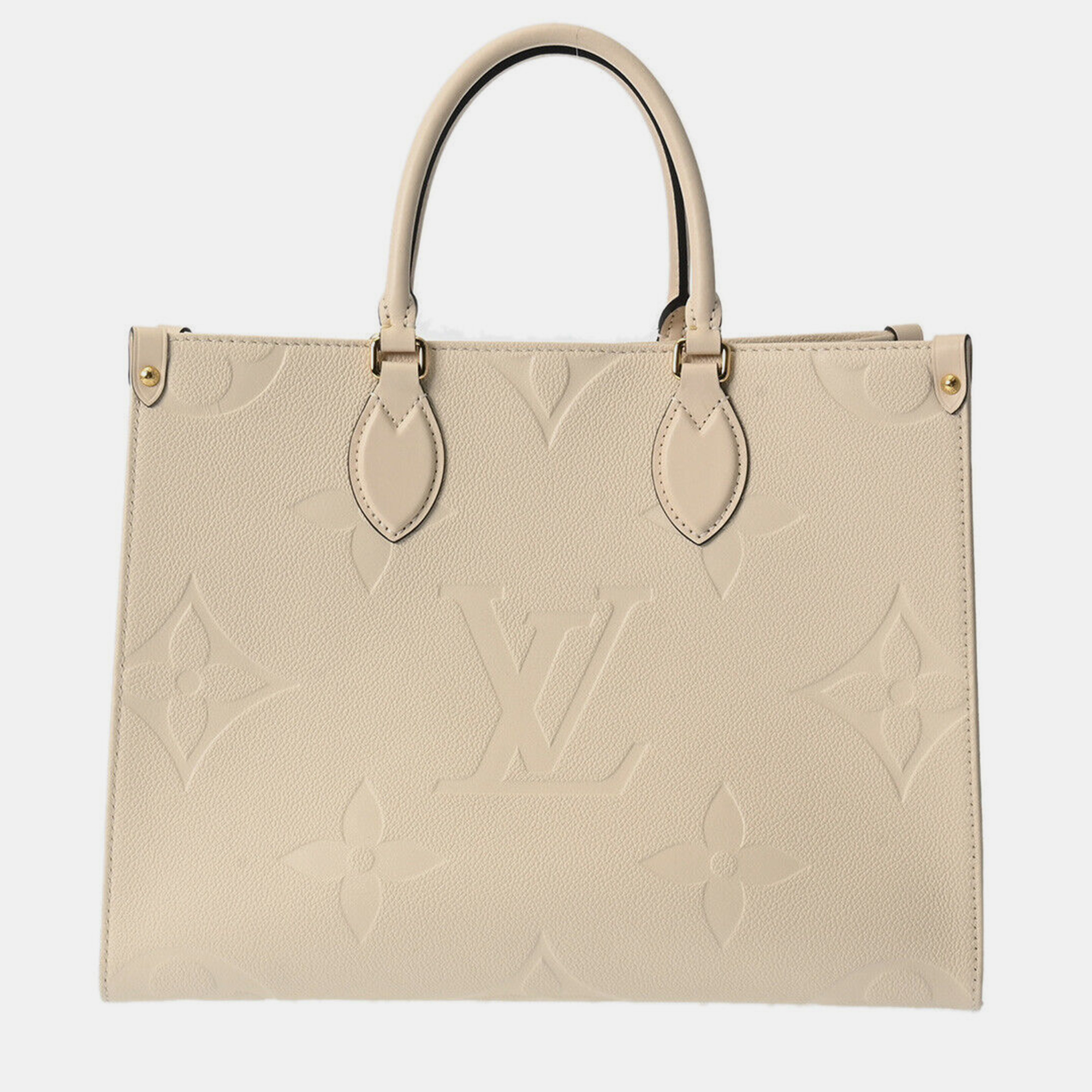 

Louis Vuitton Beige Leather MM Onthego Tote Bag