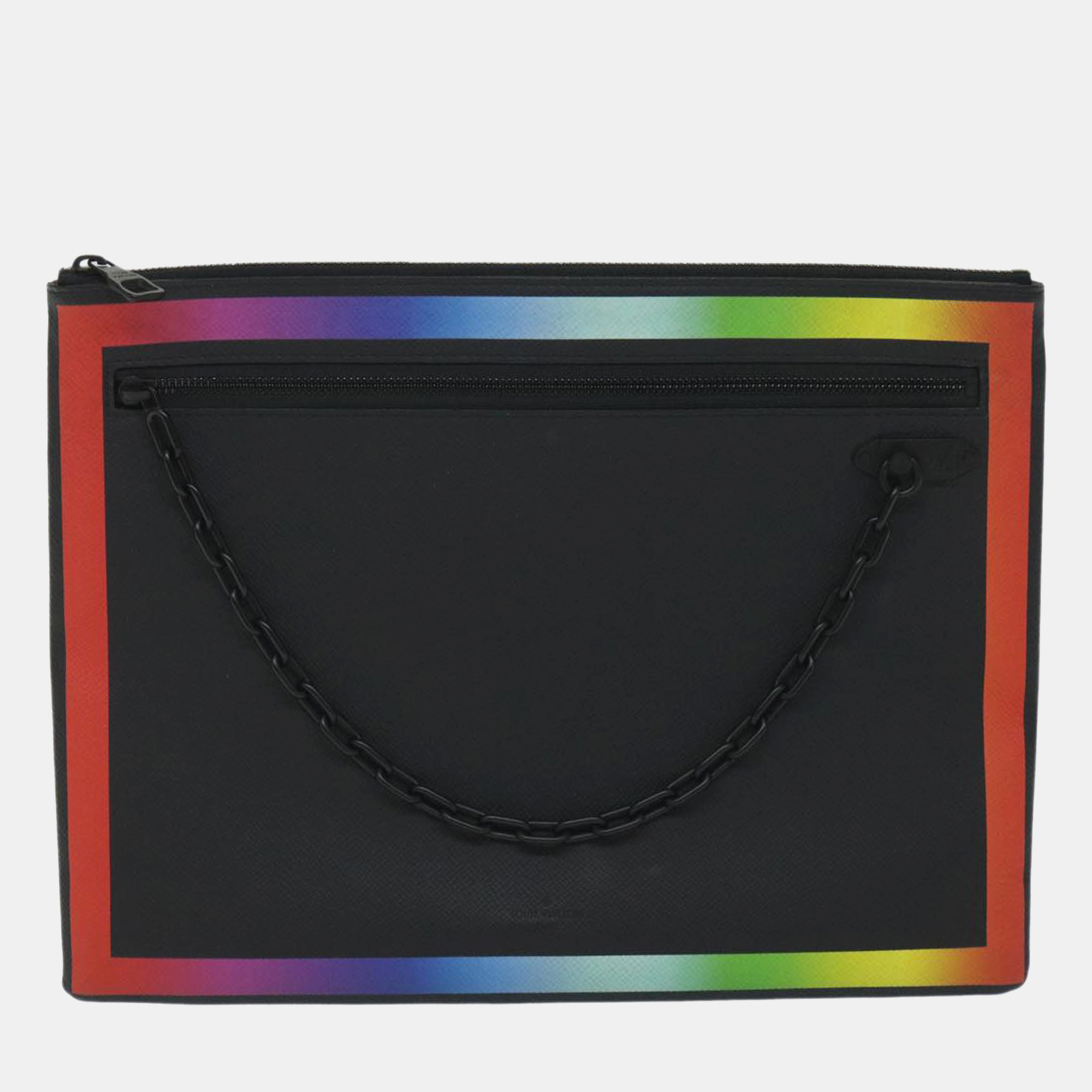 

Louis Vuitton Black/Multi Color Taiga Leather A4 Pochette Bag