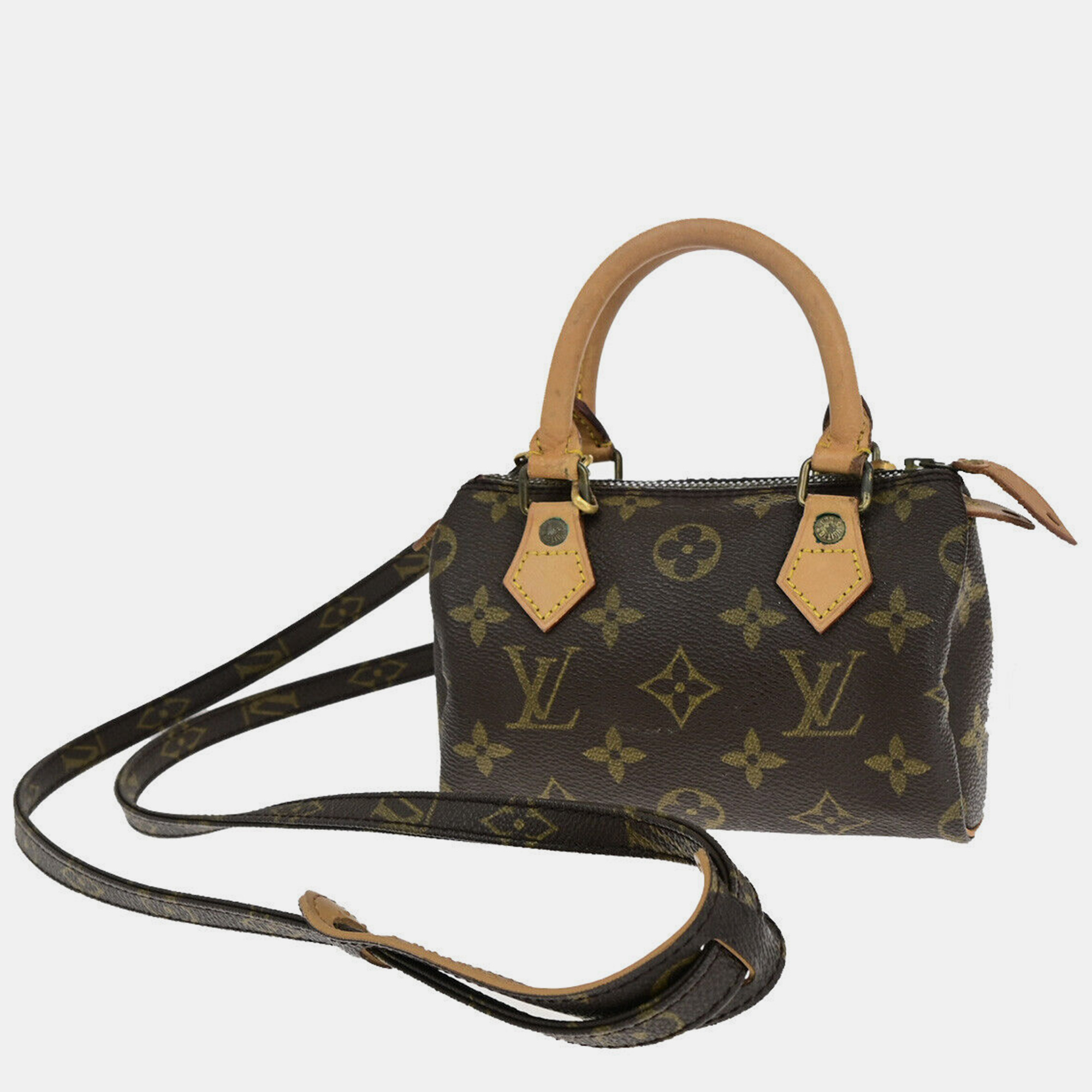 

Louis Vuitton Brown Canvas Mini Speedy Satchel Bag