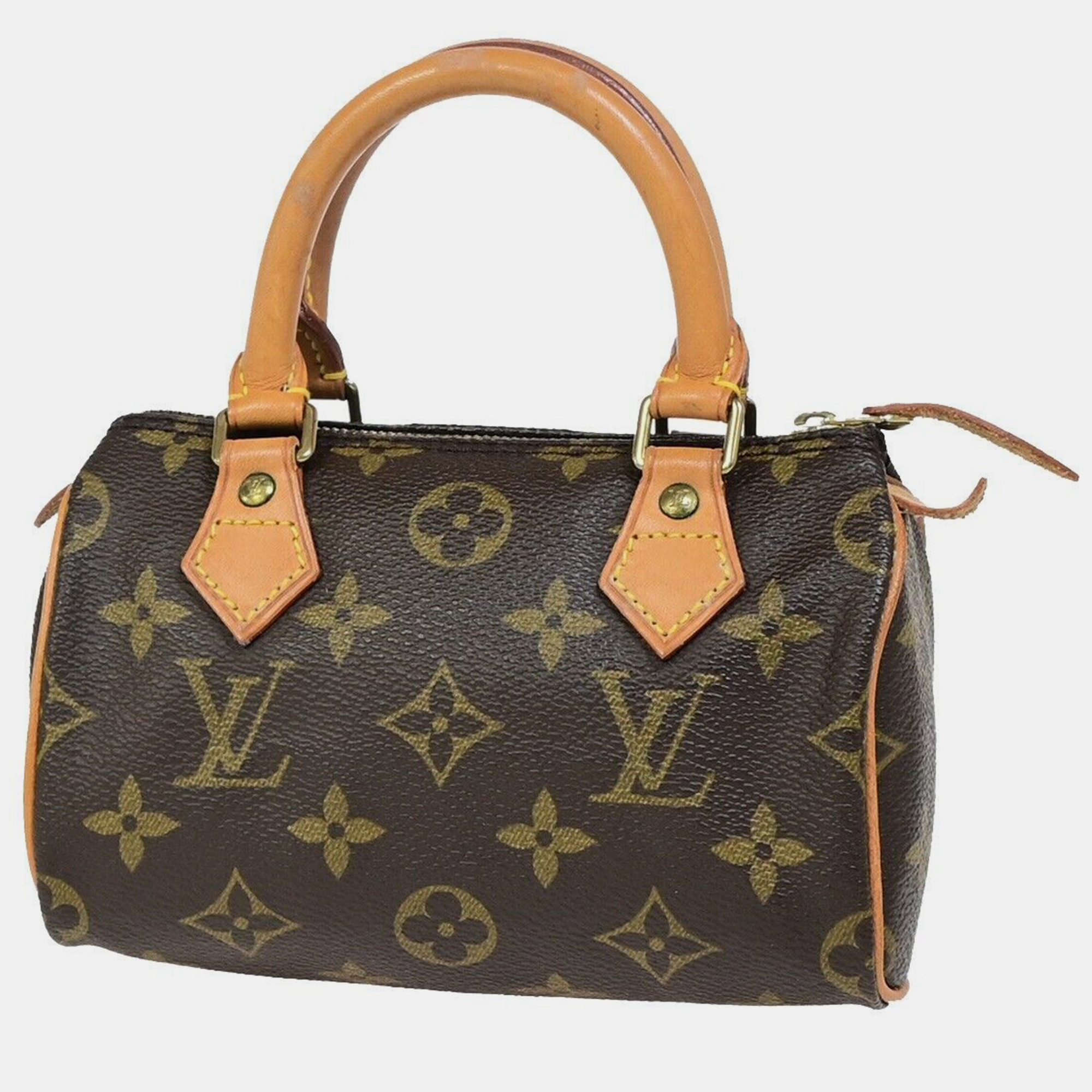 

Louis Vuitton Brown Canvas Mini Speedy Satchel Bag