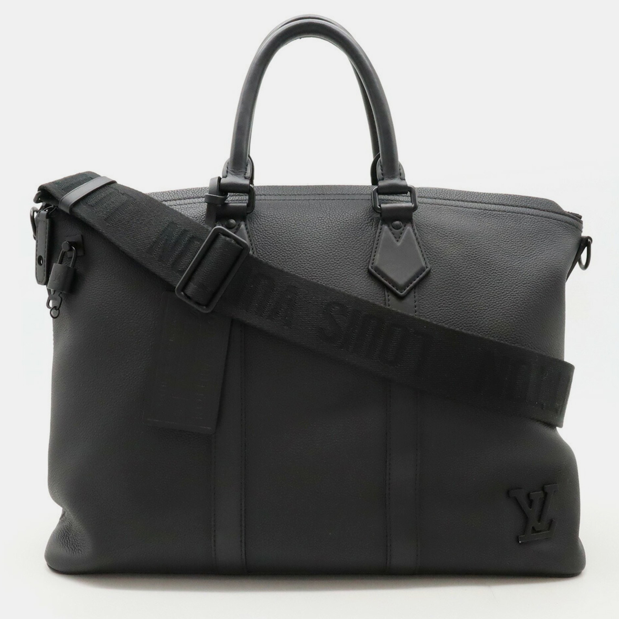 

Louis Vuitton Black Leather Aerogram LV Lock it Tote Bag