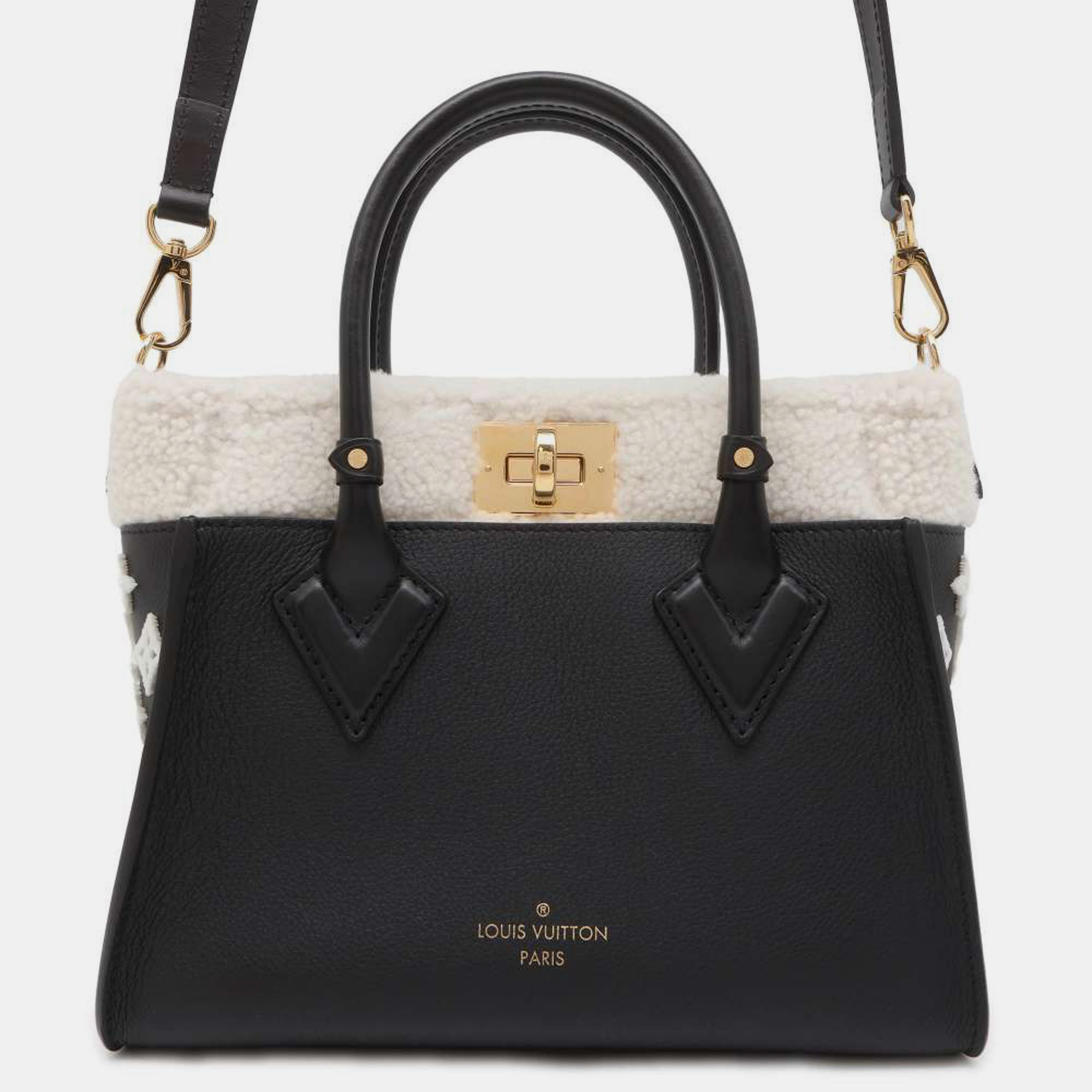 

Louis Vuitton Noir Shearling and Leather On My Side PM Tote Bag, Black