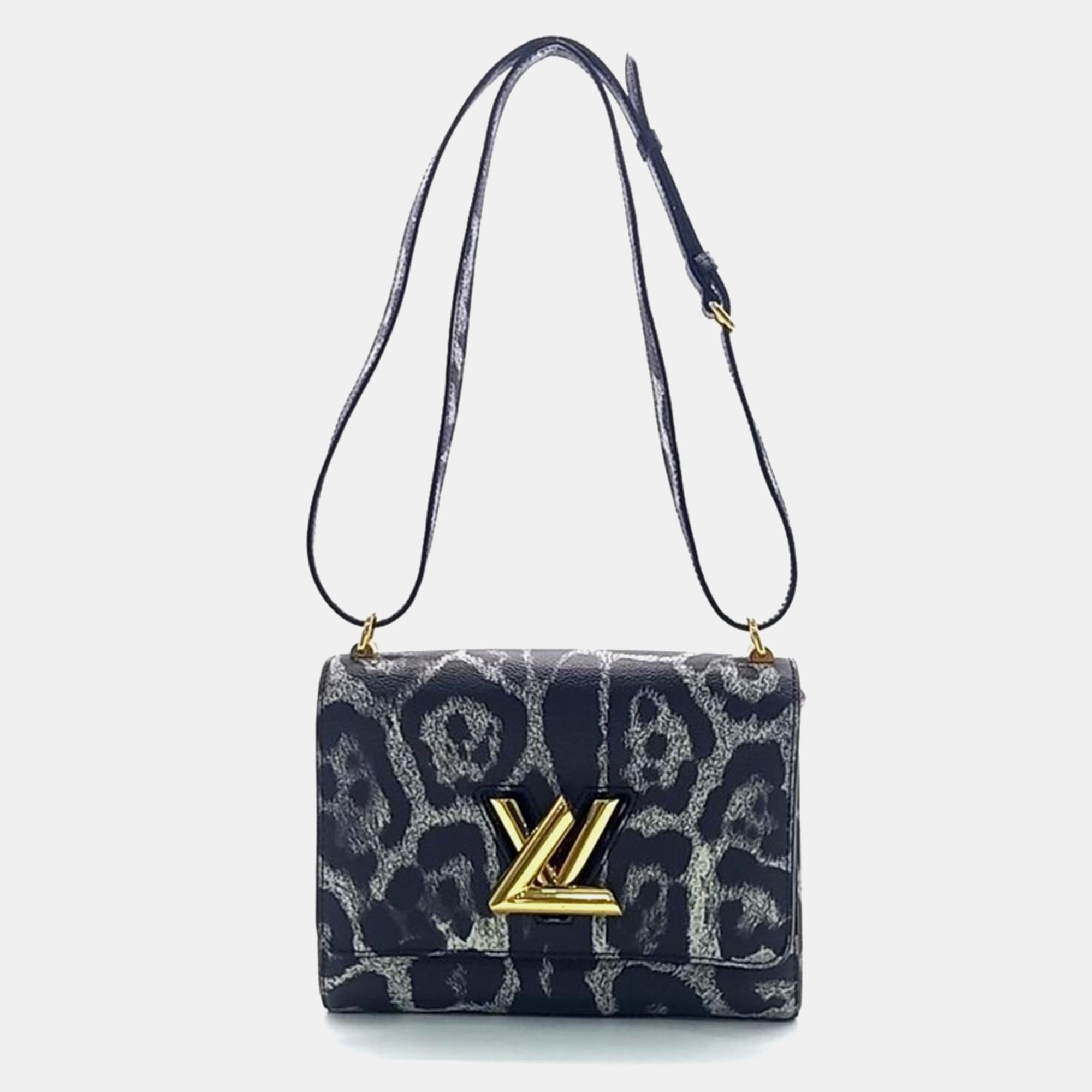 

Louis Vuitton Animal Print Leather Twist MM Shoulder Bag, Black