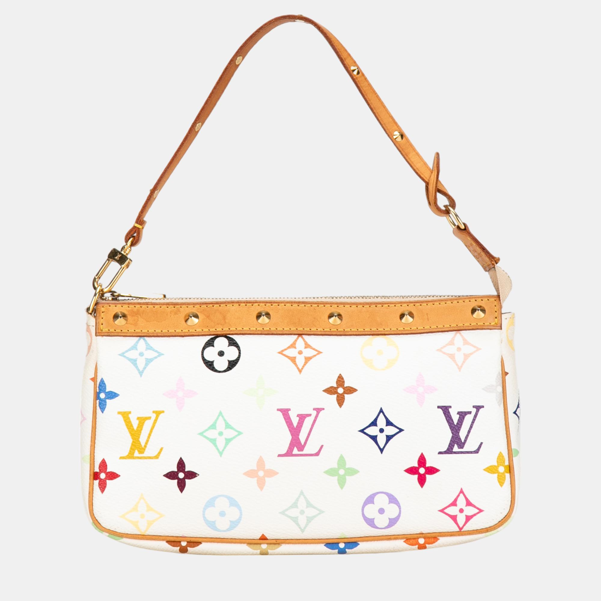 

Louis Vuitton White Monogram Multicolore Pochette Accessoires