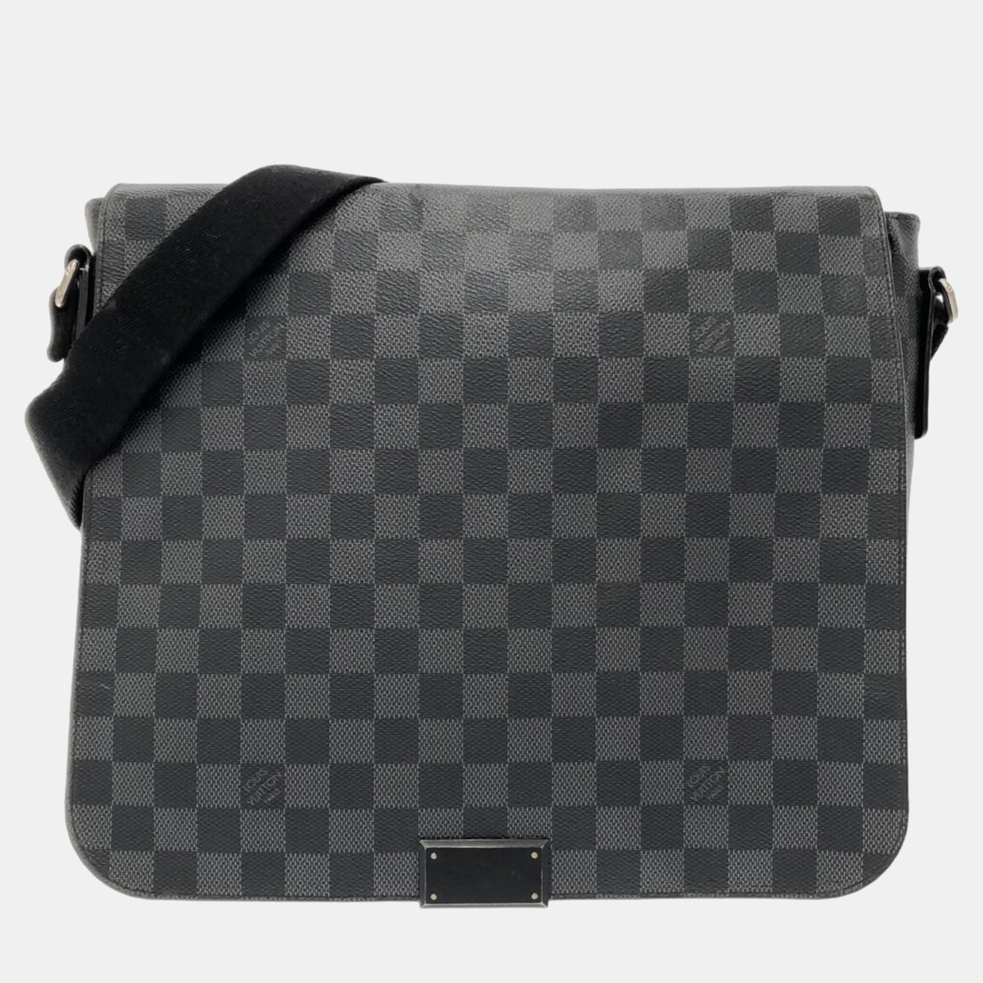 

Louis Vuitton Black Damier Graphite District MM