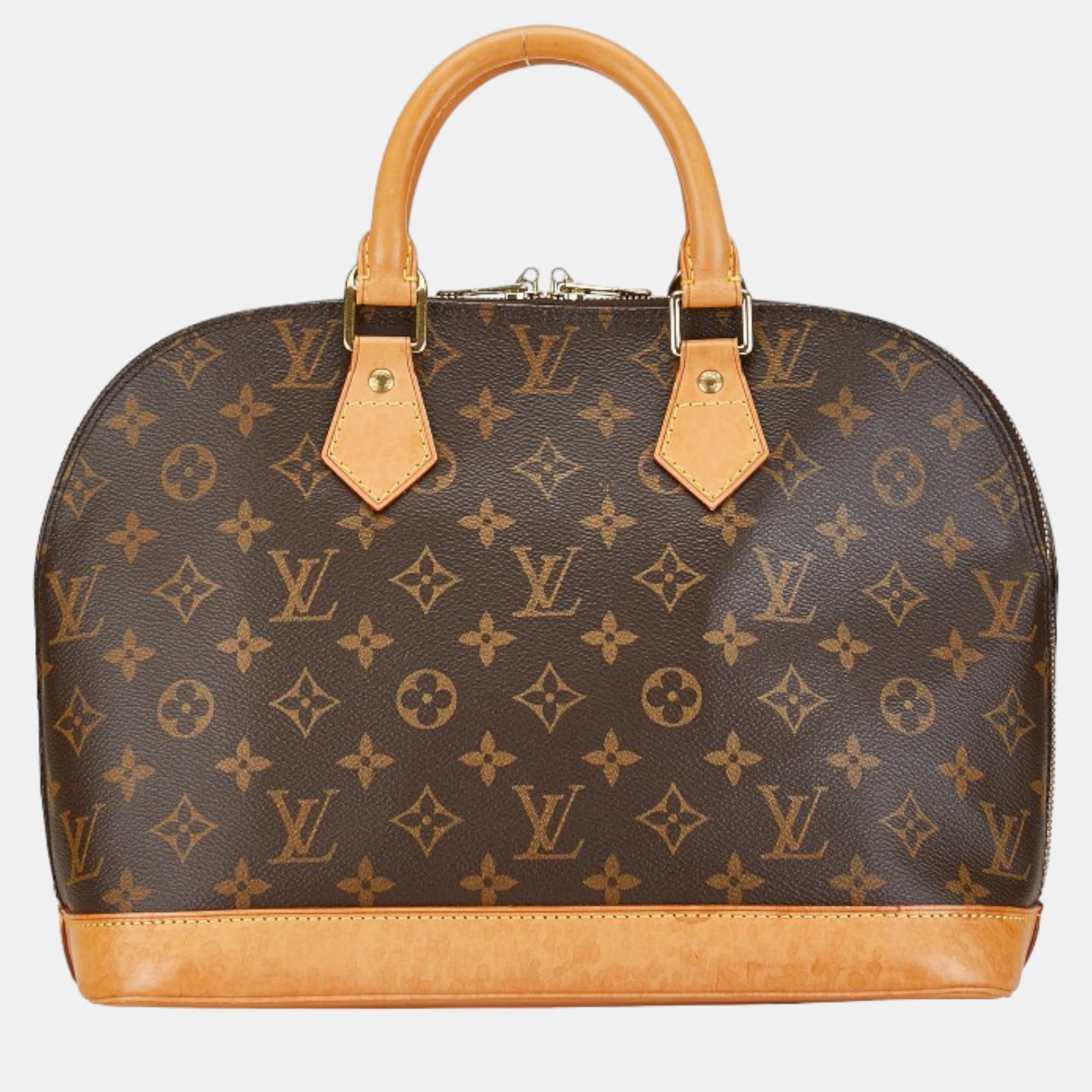 

Louis Vuitton Brown Leather PM Alma Satchel Bag
