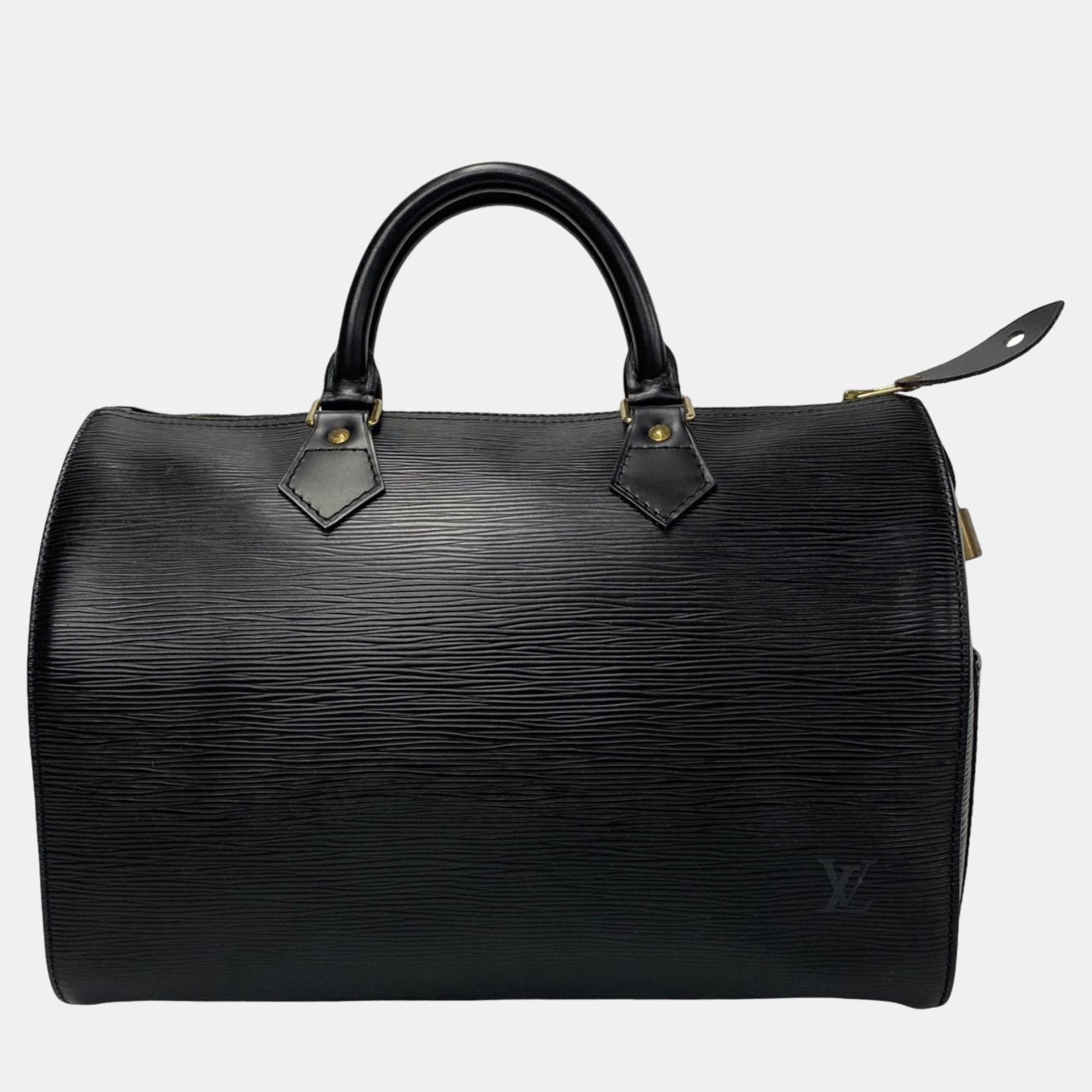 

Louis Vuitton Black Leather 30 Speedy Satchel Bag