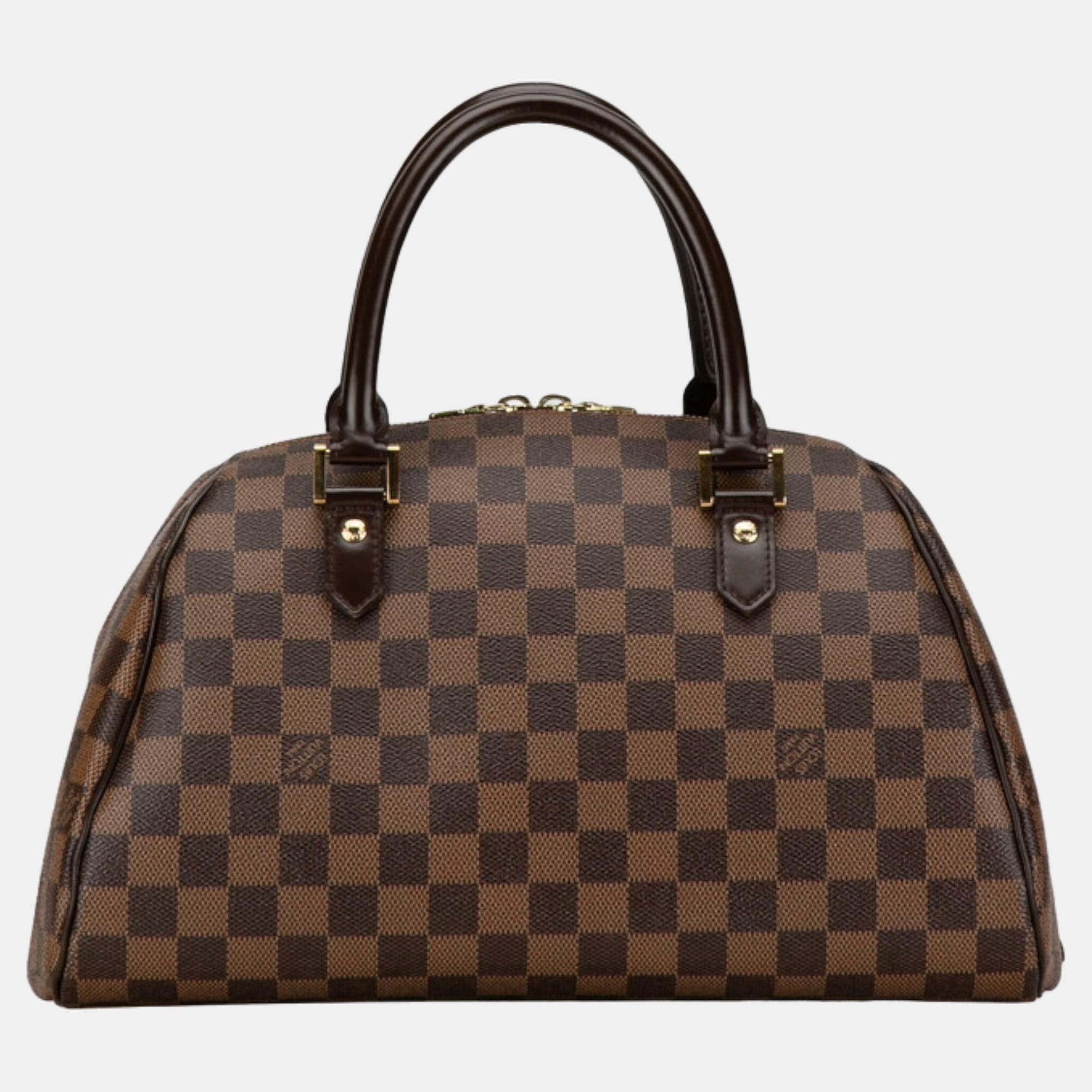 Pre-owned Louis Vuitton Damier Ebene Canvas Ribera Mm Satchel Bag In Brown