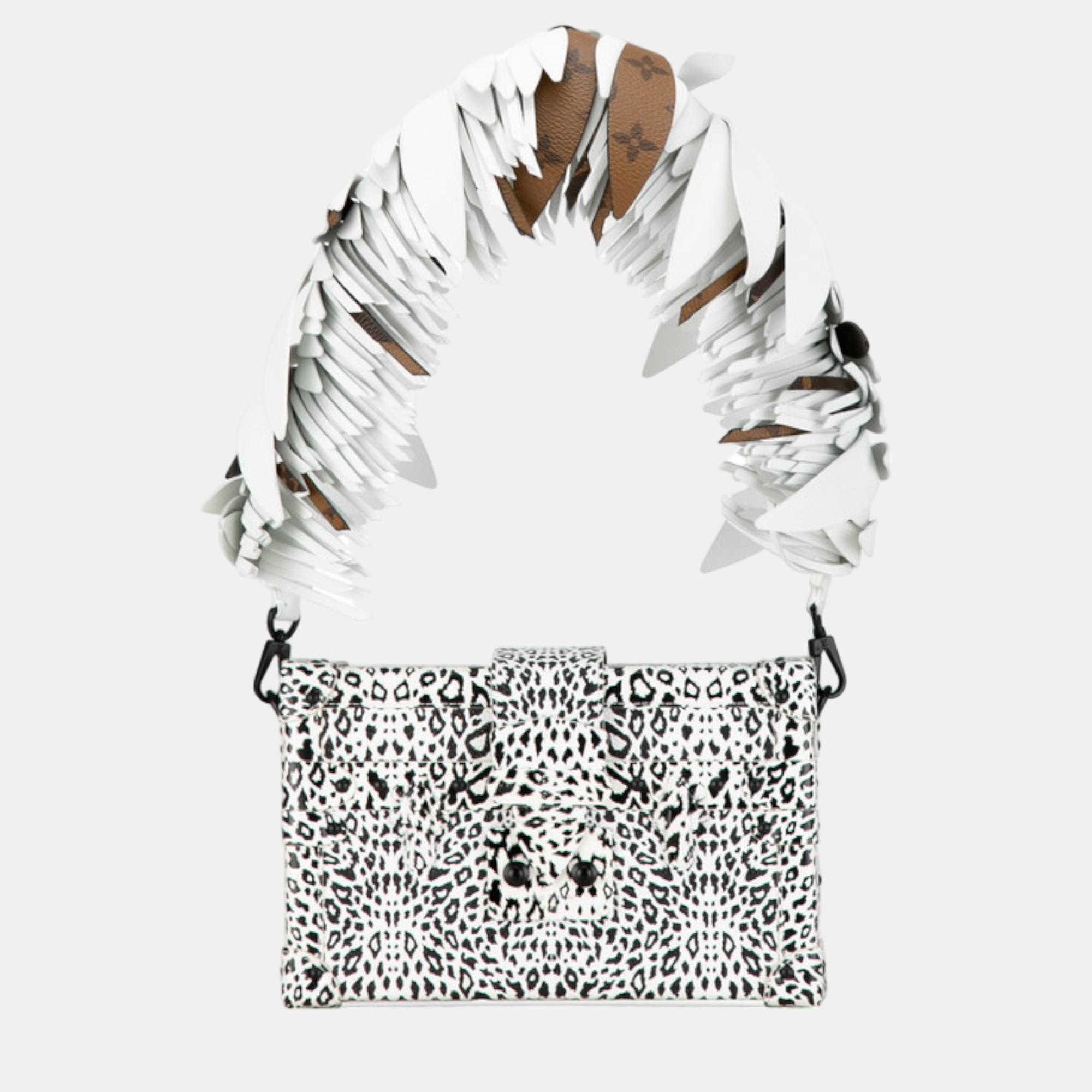 

Louis Vuitton Black/White Leopard Print and Fringe Strap Petite Malle Shoulder Bag