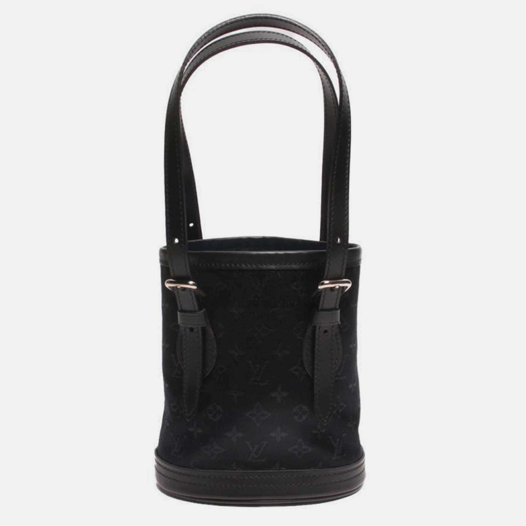 

Louis Vuitton Black Satin Monogram Mini Satin Bucket Bag