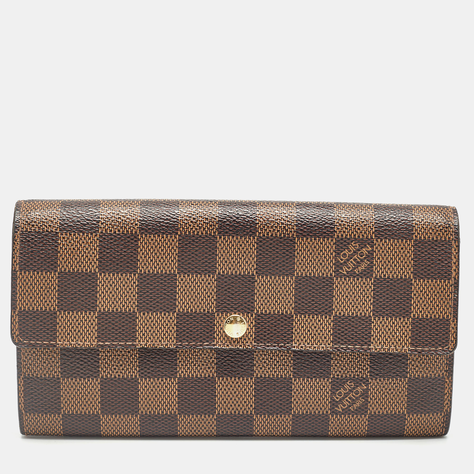 

Louis Vuitton Damier Ebene Canvas Sarah Wallet, Brown