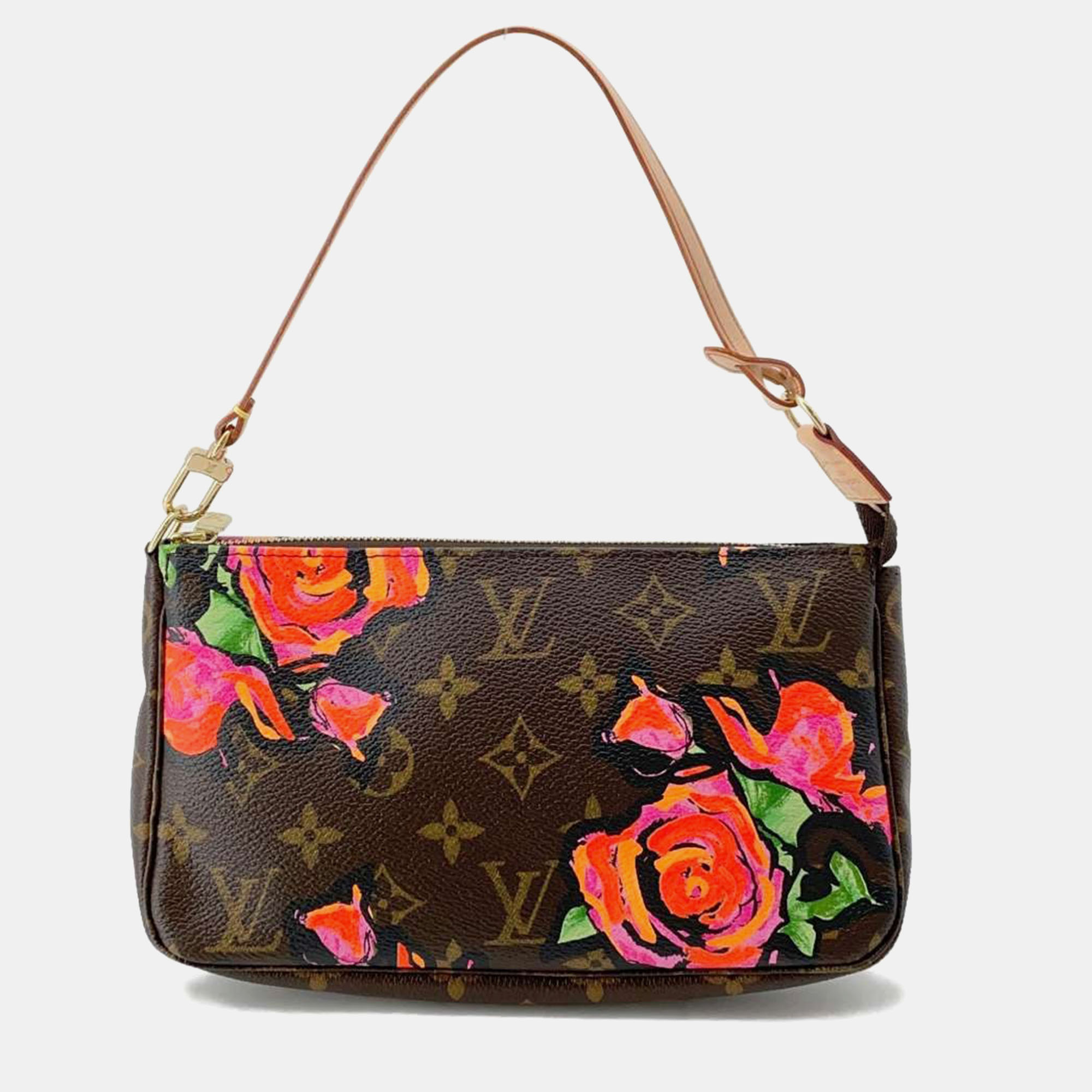 

Louis Vuitton Brown Monogram Canvas Pochette Accessoires Roses Clutch Bag