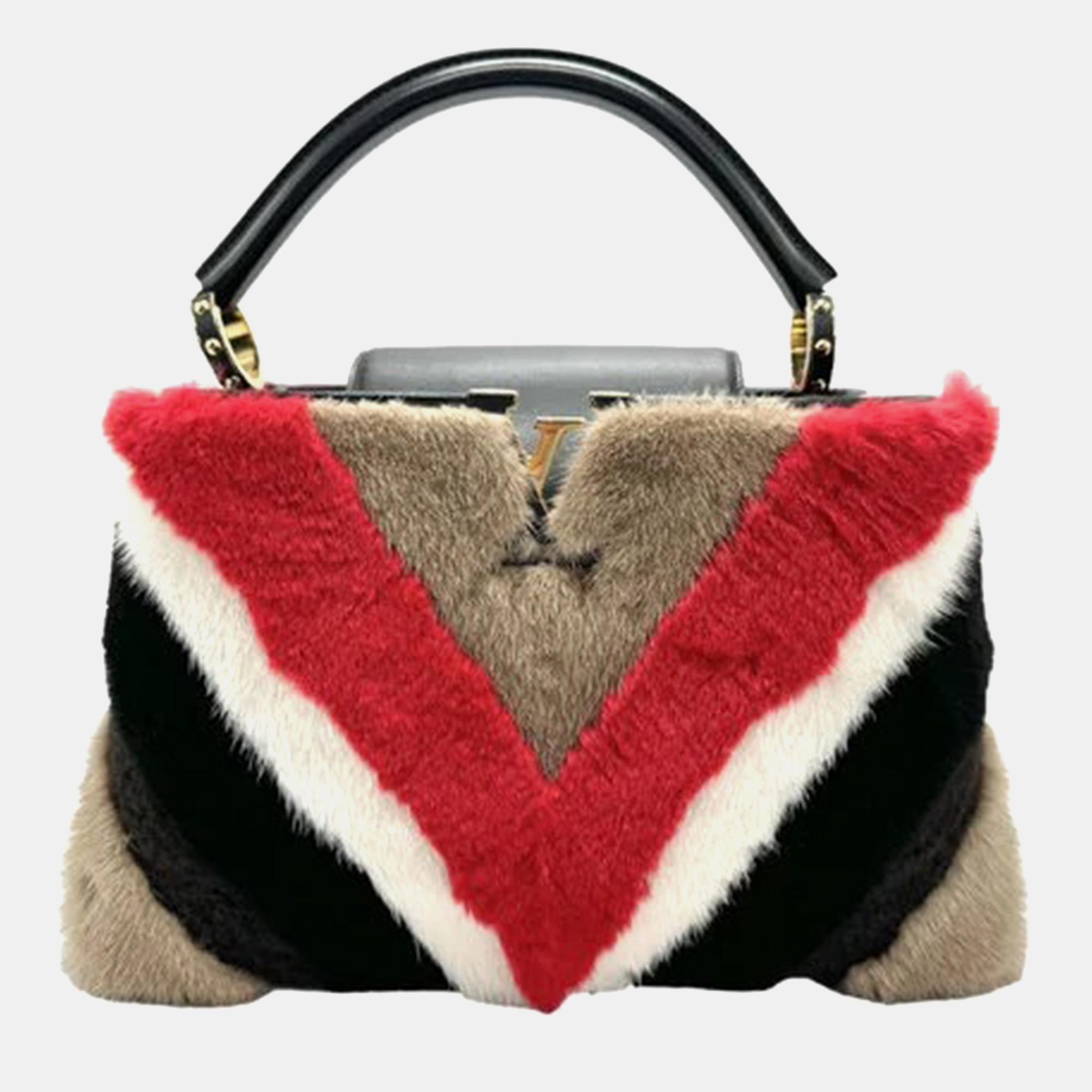 

Louis Vuitton Black/Multicolor Fur Capucines PM Top Handle Bag