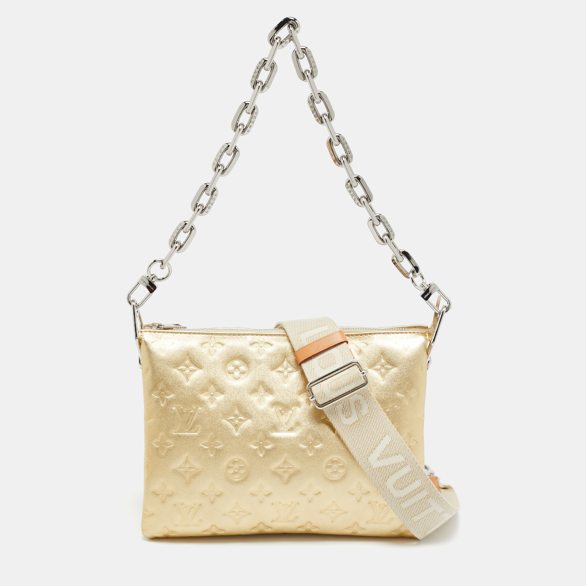 

Louis Vuitton Gold Monogram Embossed Coussin PM Bag