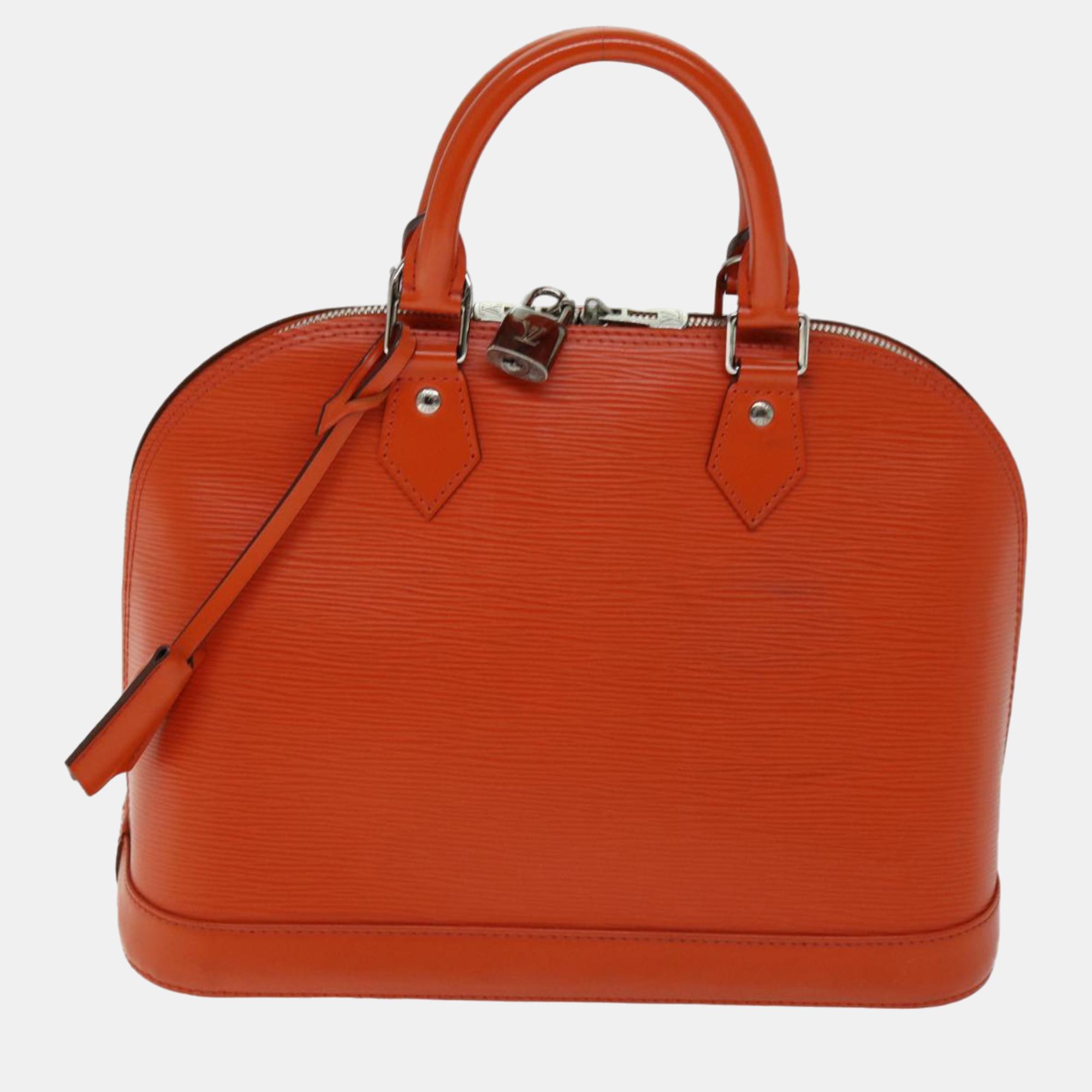 Pre-owned Louis Vuitton Orange Epi Leather Alma Handbag