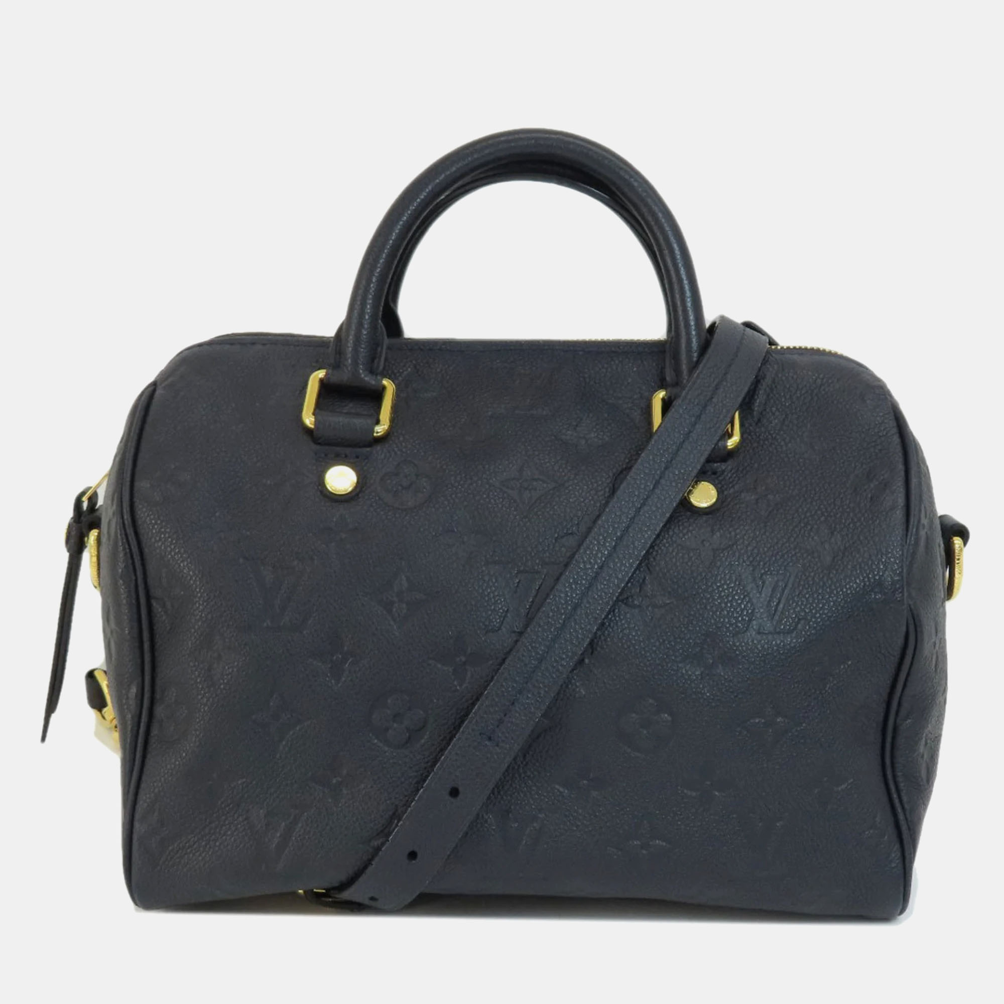 

Louis Vuitton Navy Blue Infini Monogram Empreinte Leather Speedy Bandouliere 25 Satchel Bag, Black