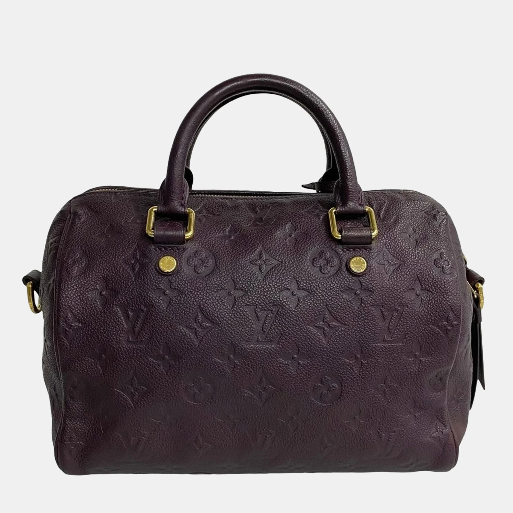 Pre-owned Louis Vuitton Purple Monogram Empreinte Speedy Bandouliere 25 Satchel Bag